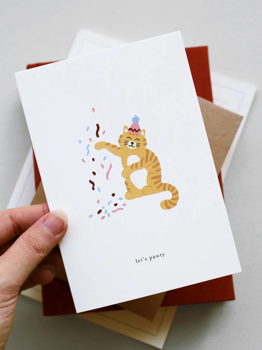 Celebration Cat (let's pawty) congratulations card