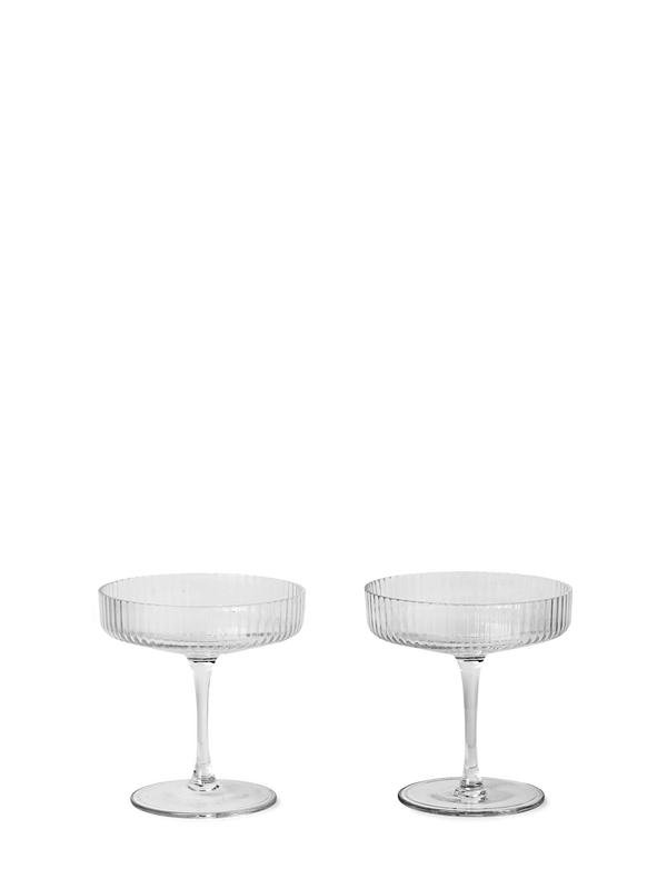 Ripple champagne saucers, set of 2, clear