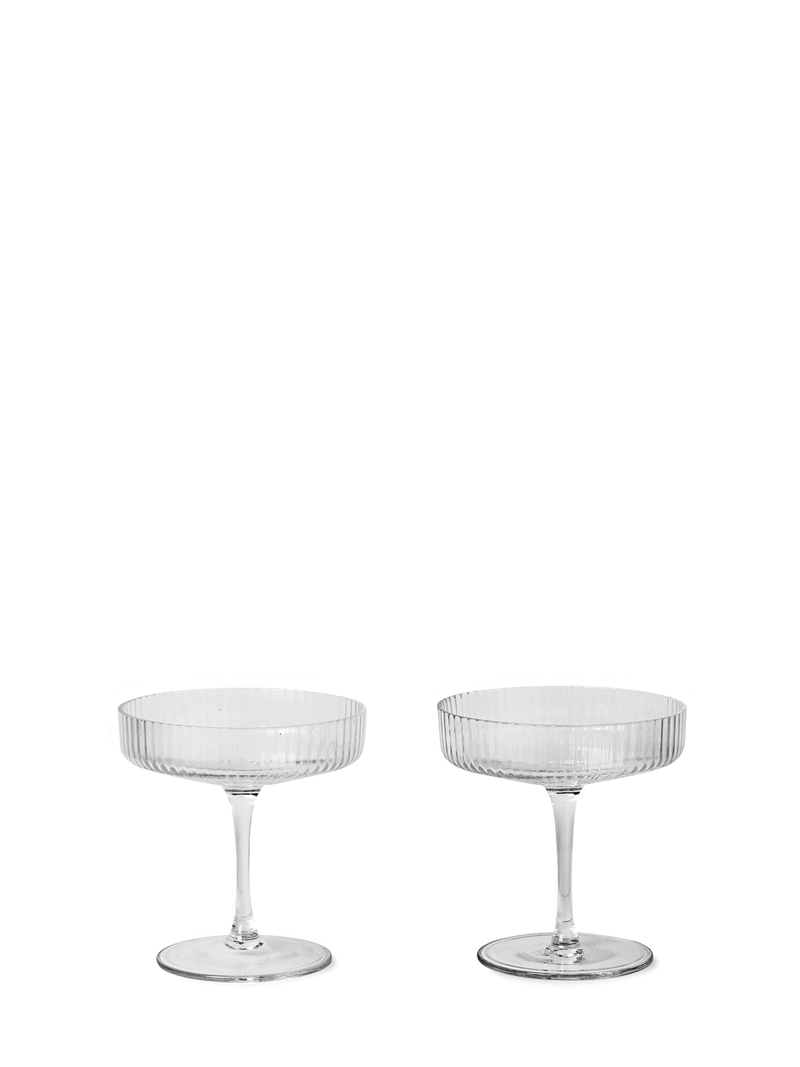 Ripple champagne saucers, set of 2, clear