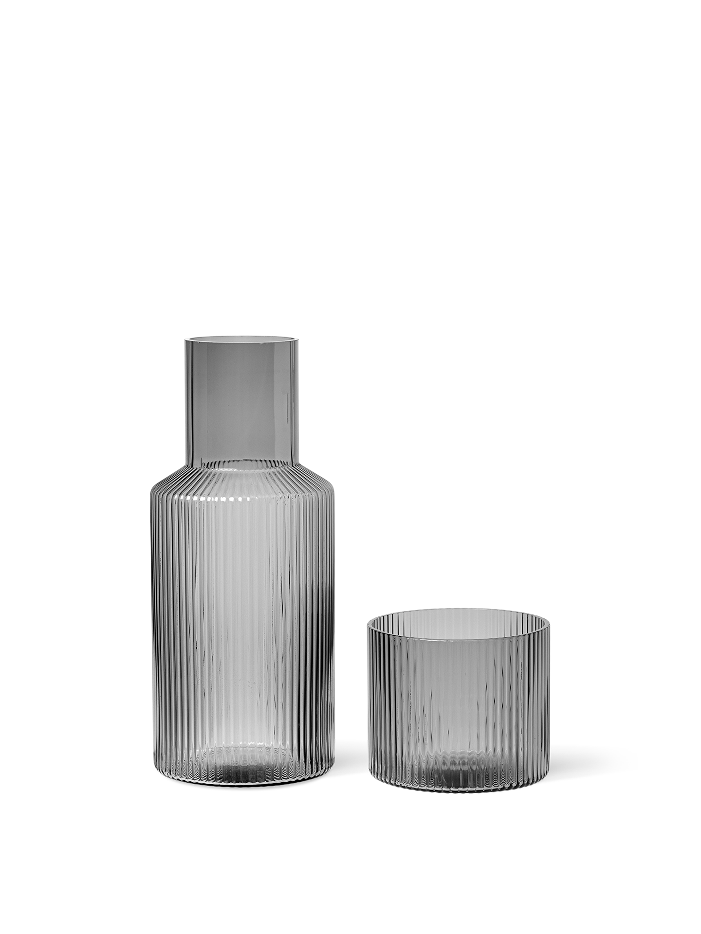 Ripple small carafe and glass, clear or smoked grey