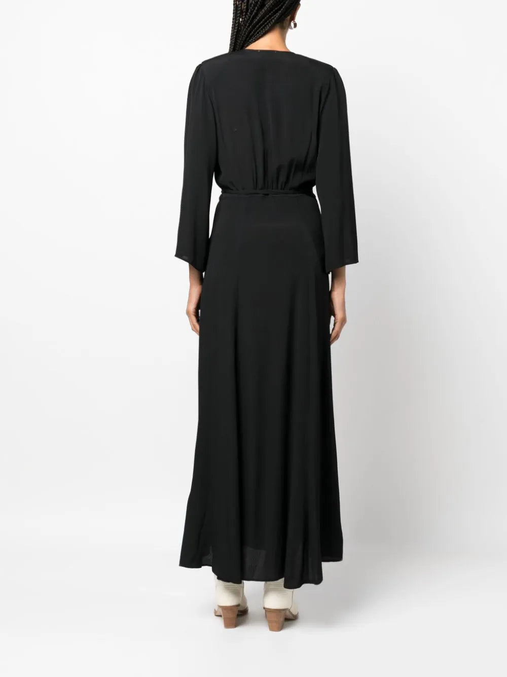 Marocain crepe crossover dress, black