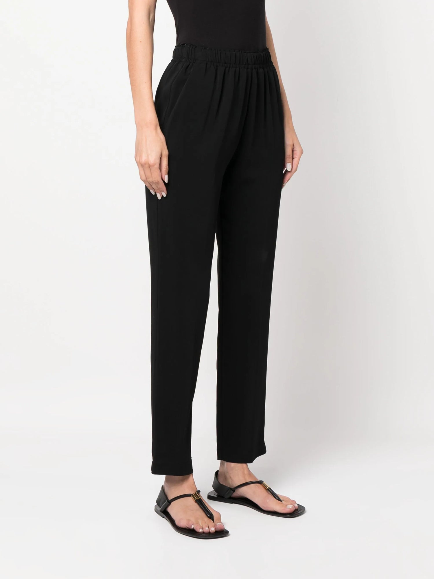 FORTE-FORTE: Stretch crepe cady jogger pants, black – My o My