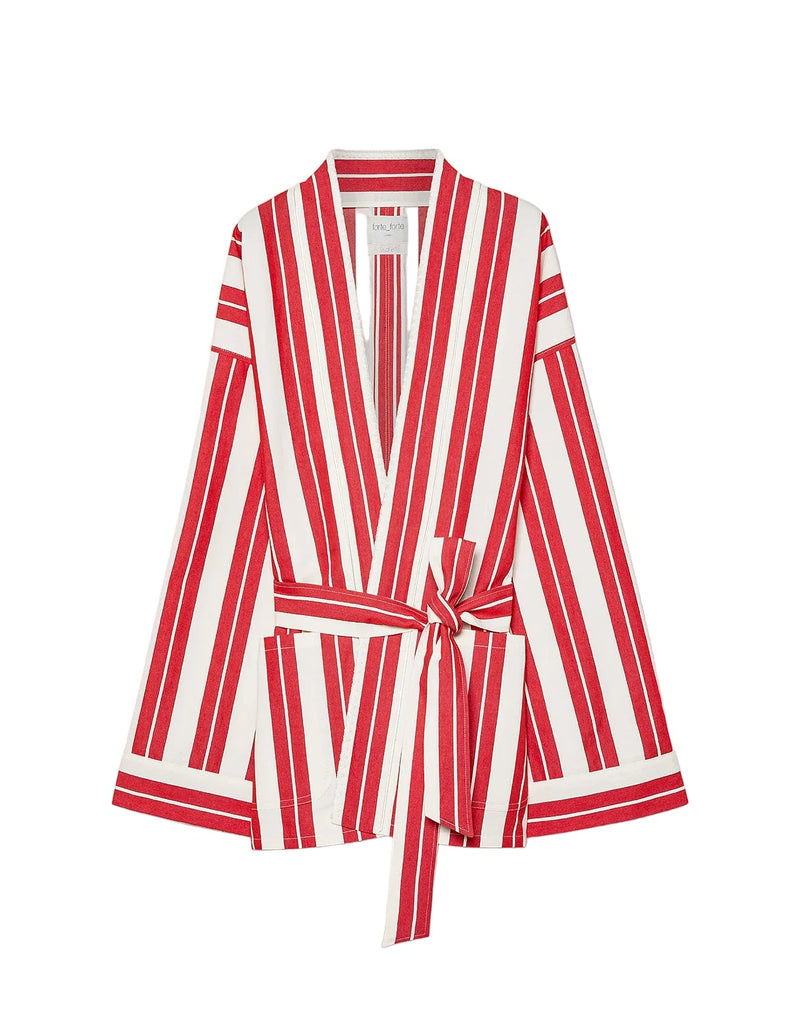 Red and white striped robe on a white background