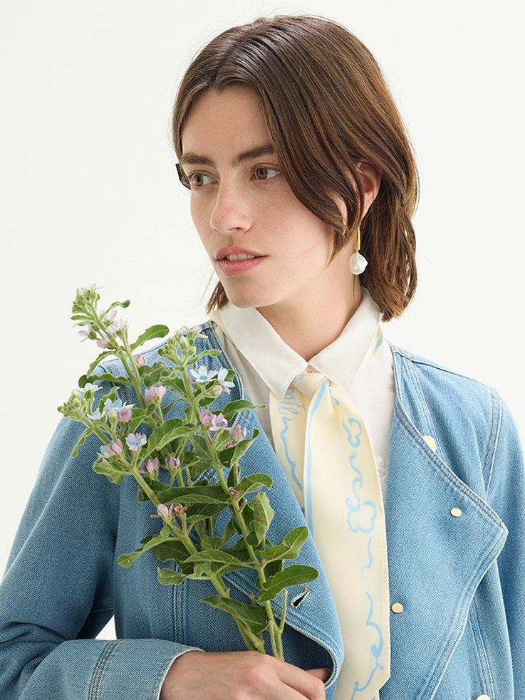 Cavalry denim jacket double breasted, light blue