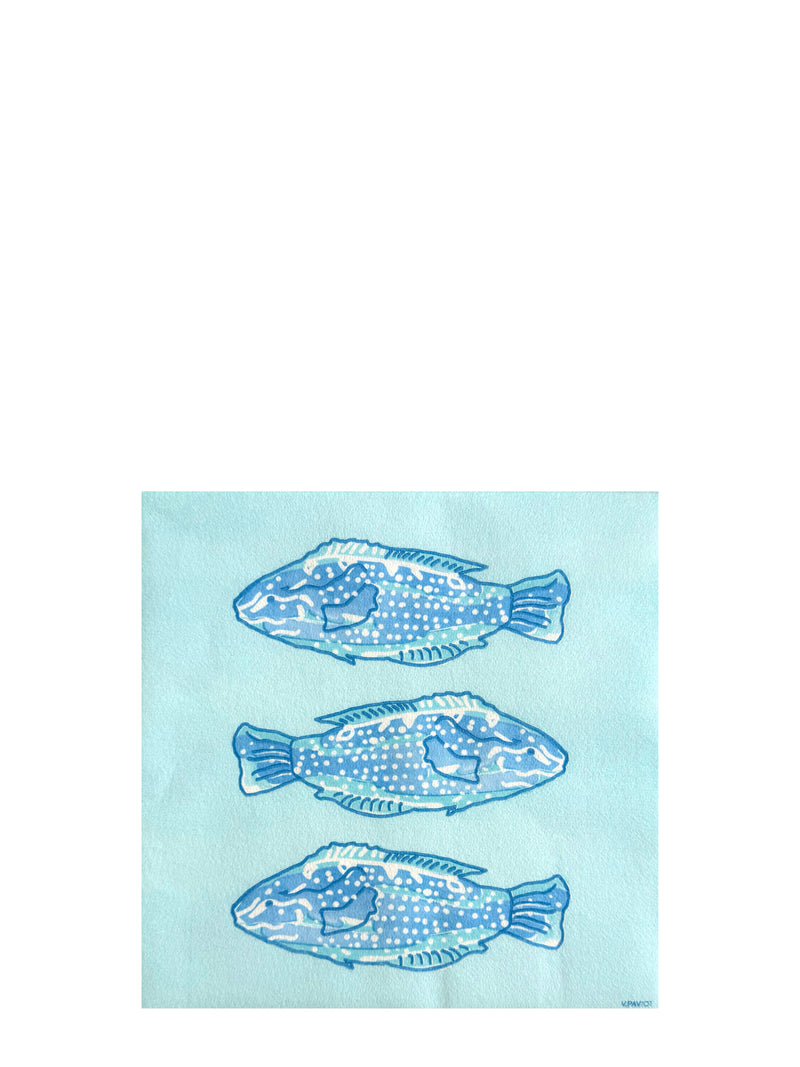 Koi fish dinner napkins, blue (40 x 40cm)