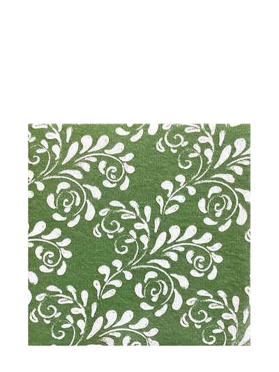 Arabesque dinner napkins, olive green (40x40cm)