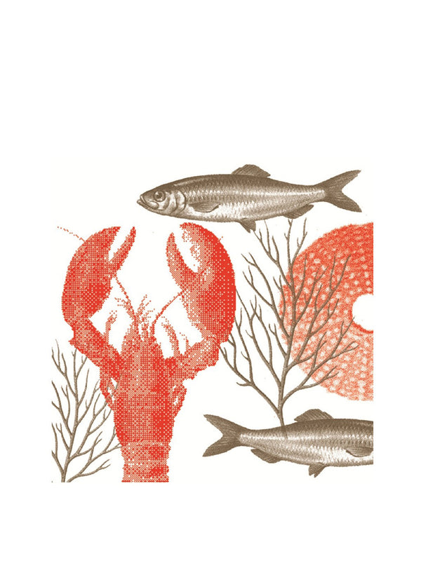 Lobster dinner napkins, red (40x40cm)