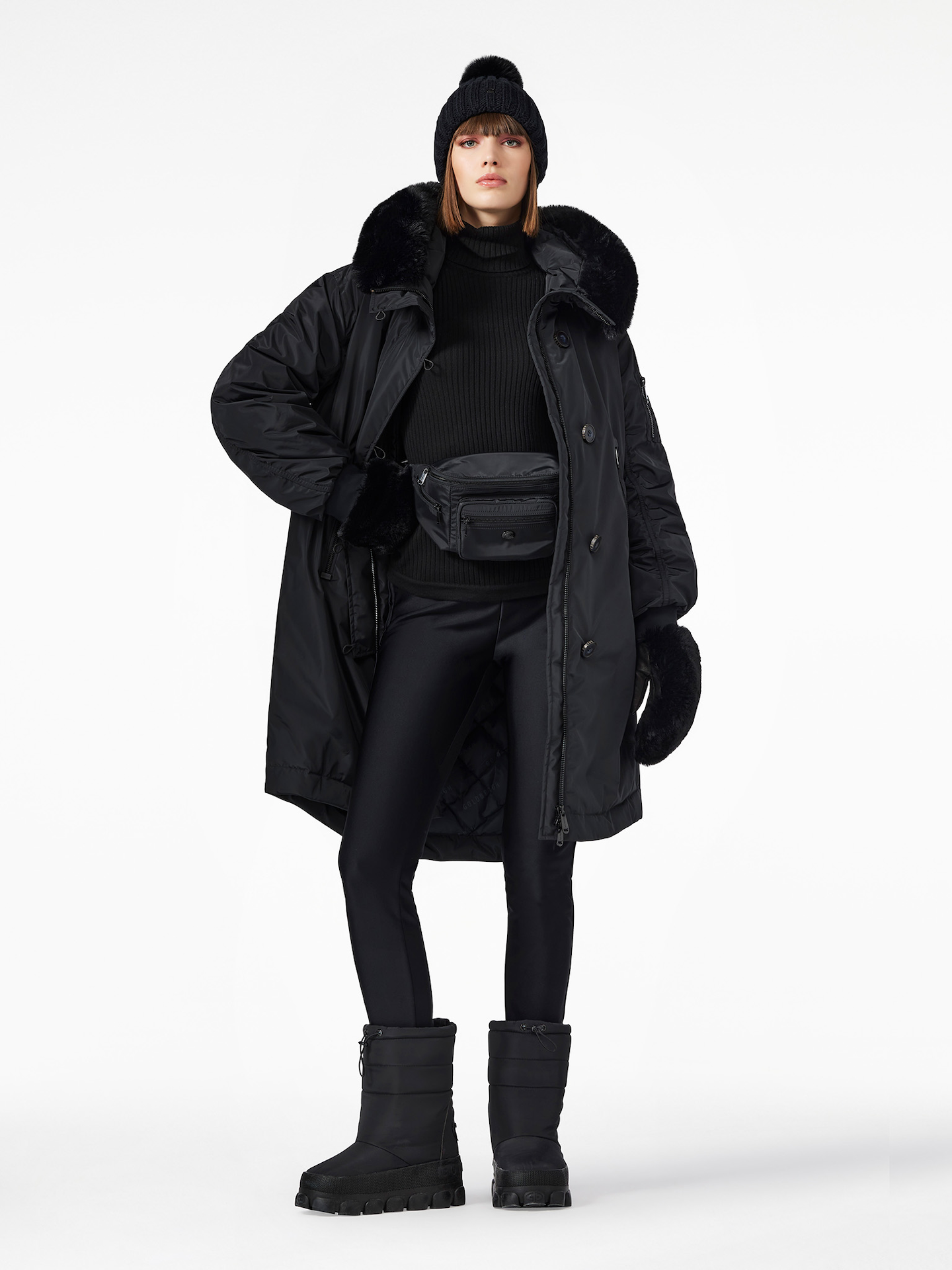 Julia down parka coat, black