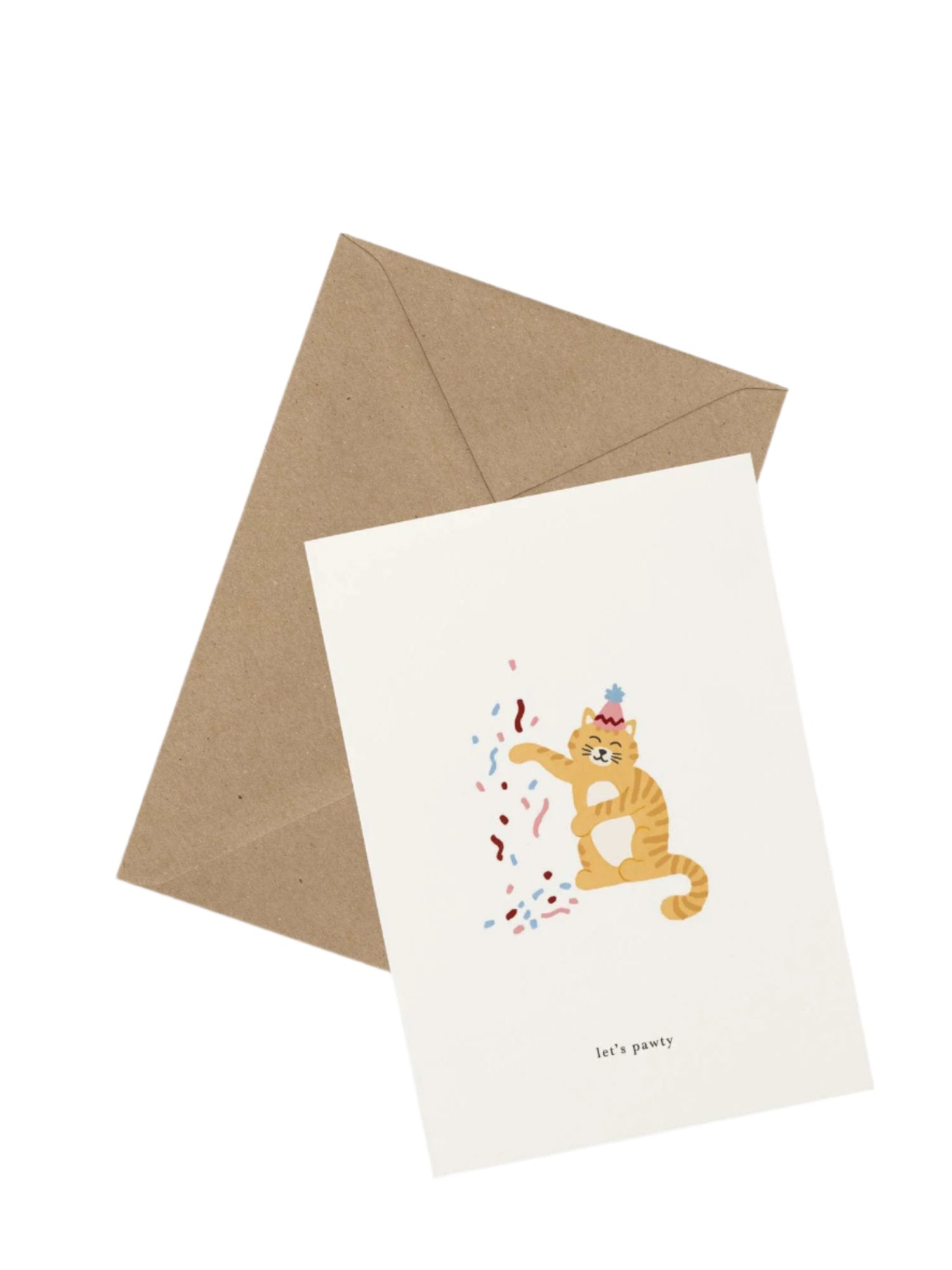 Celebration Cat (let's pawty) congratulations card