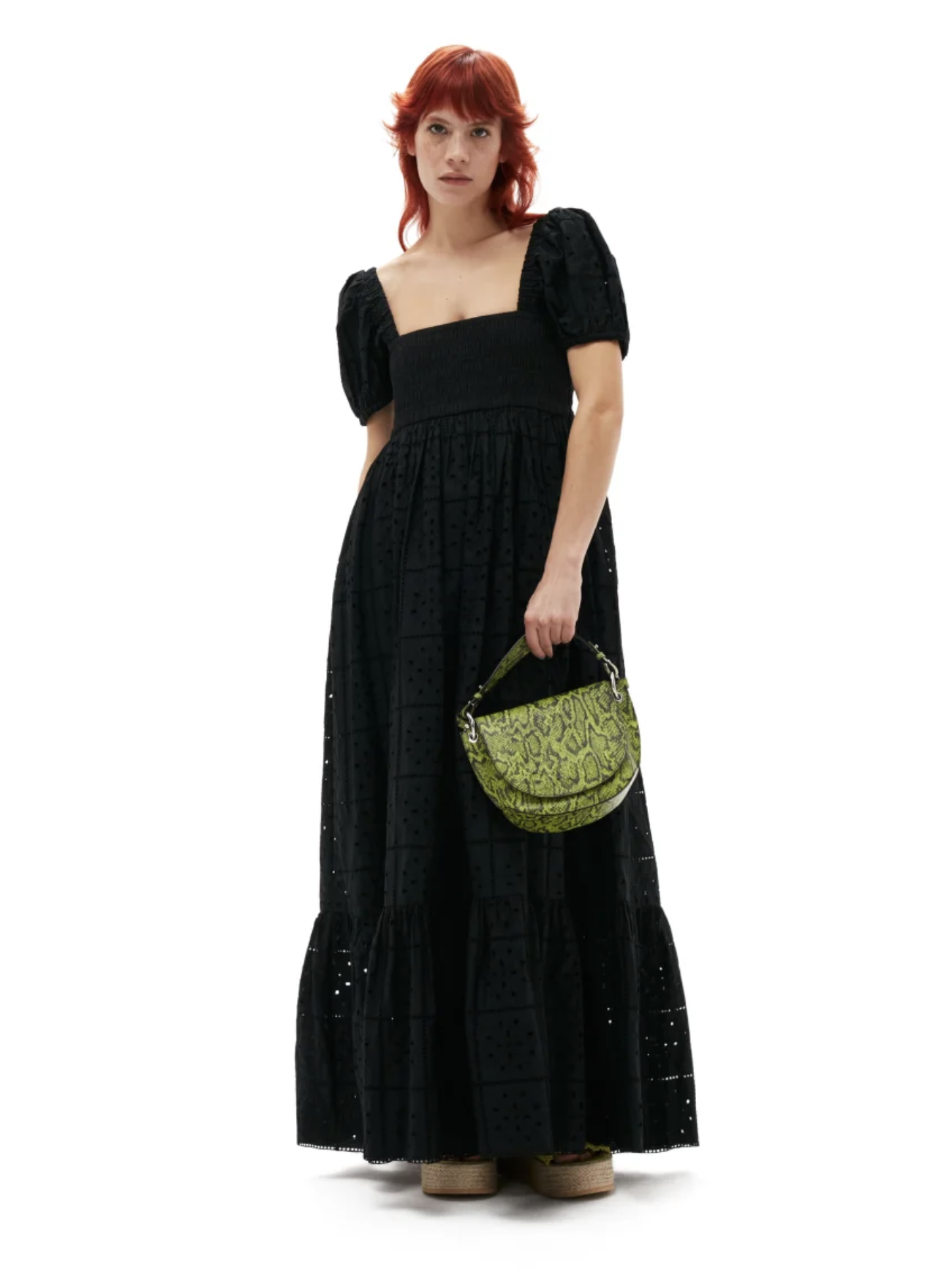 Broderie Anglaise Maxi Dress, black