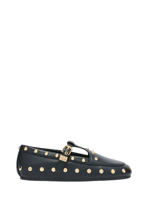 Mary jenny studs small grain flats, black