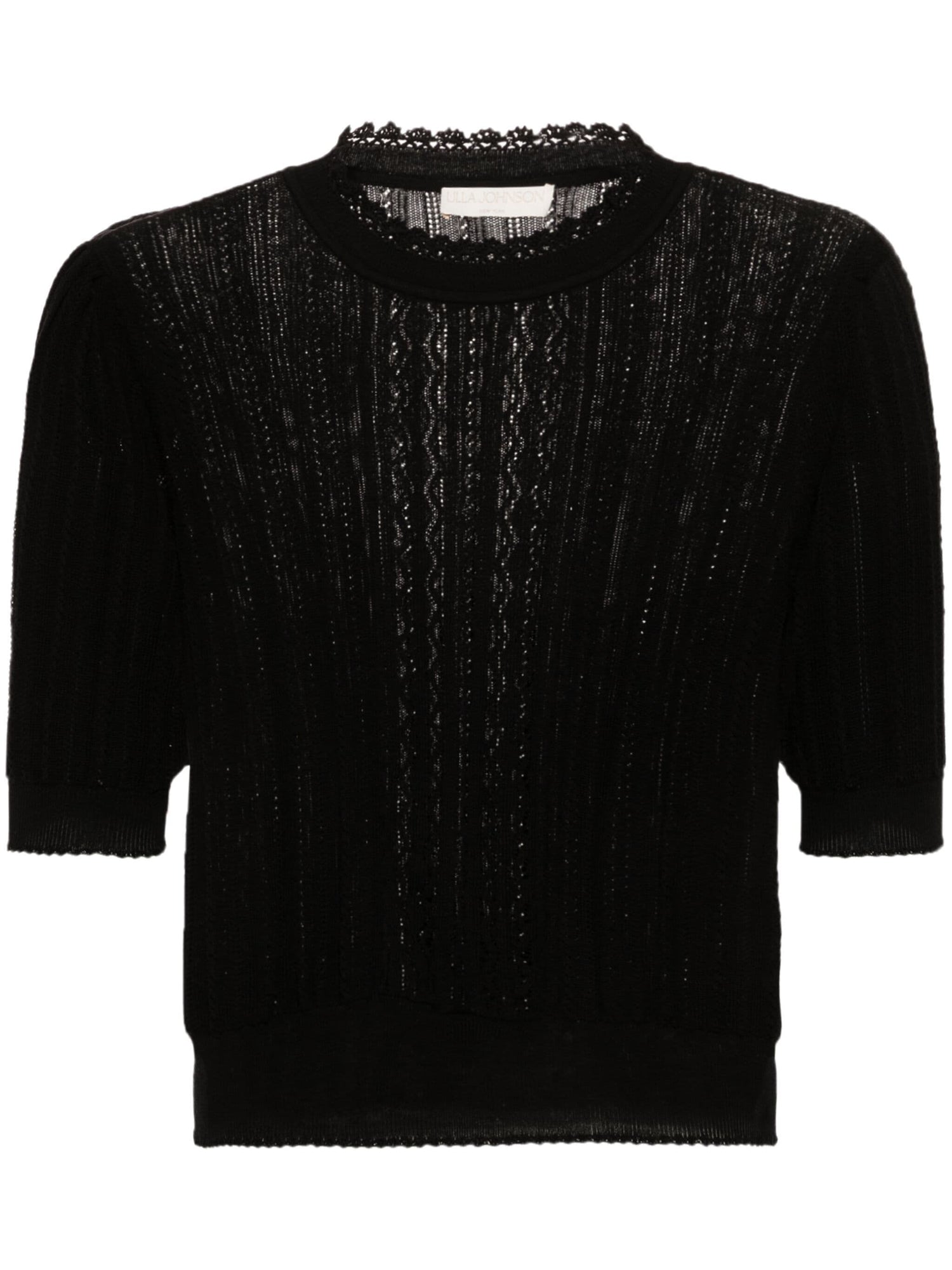 Gemma knitted short-sleeve top, black