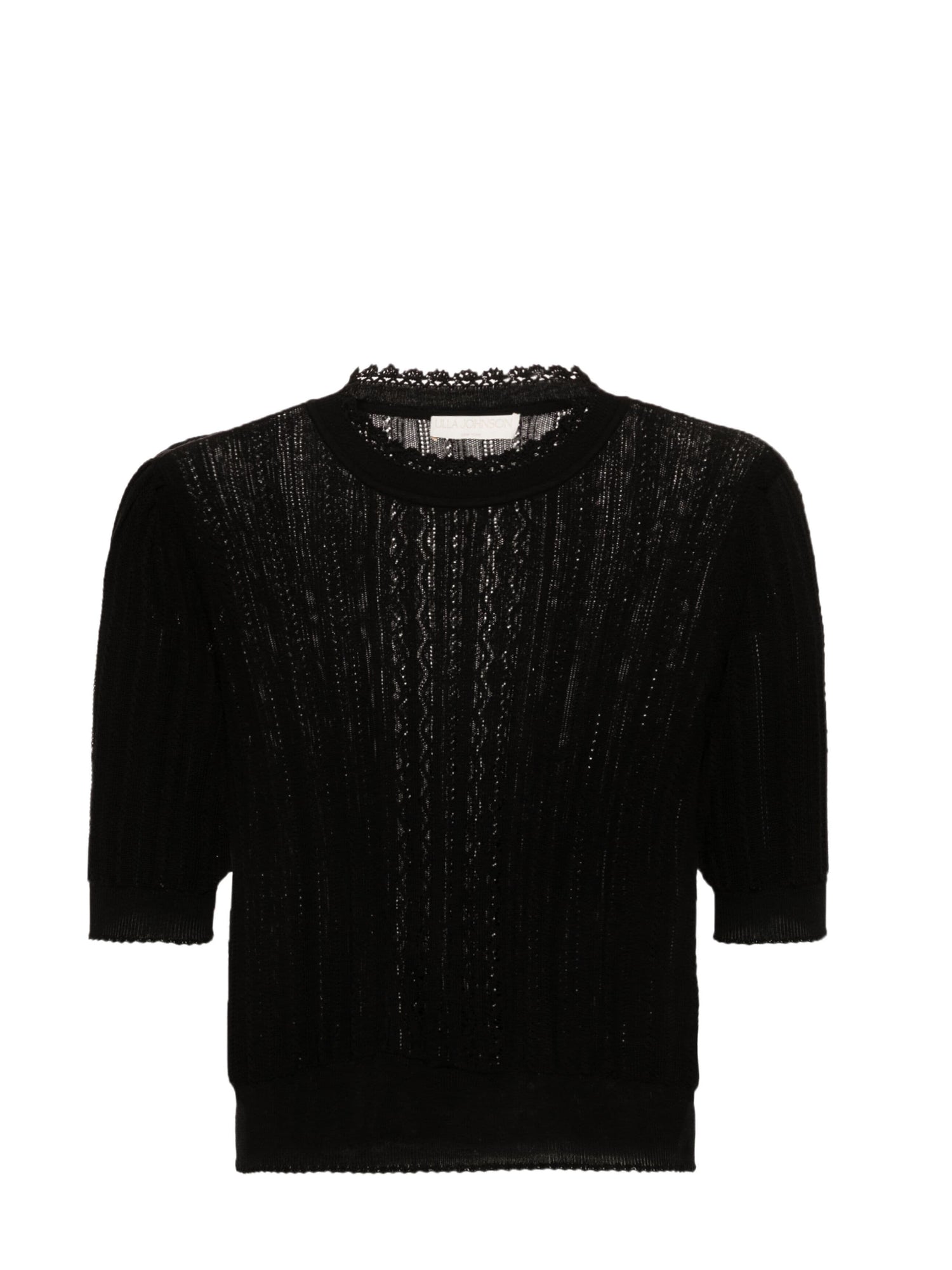 Gemma knitted short-sleeve top, black