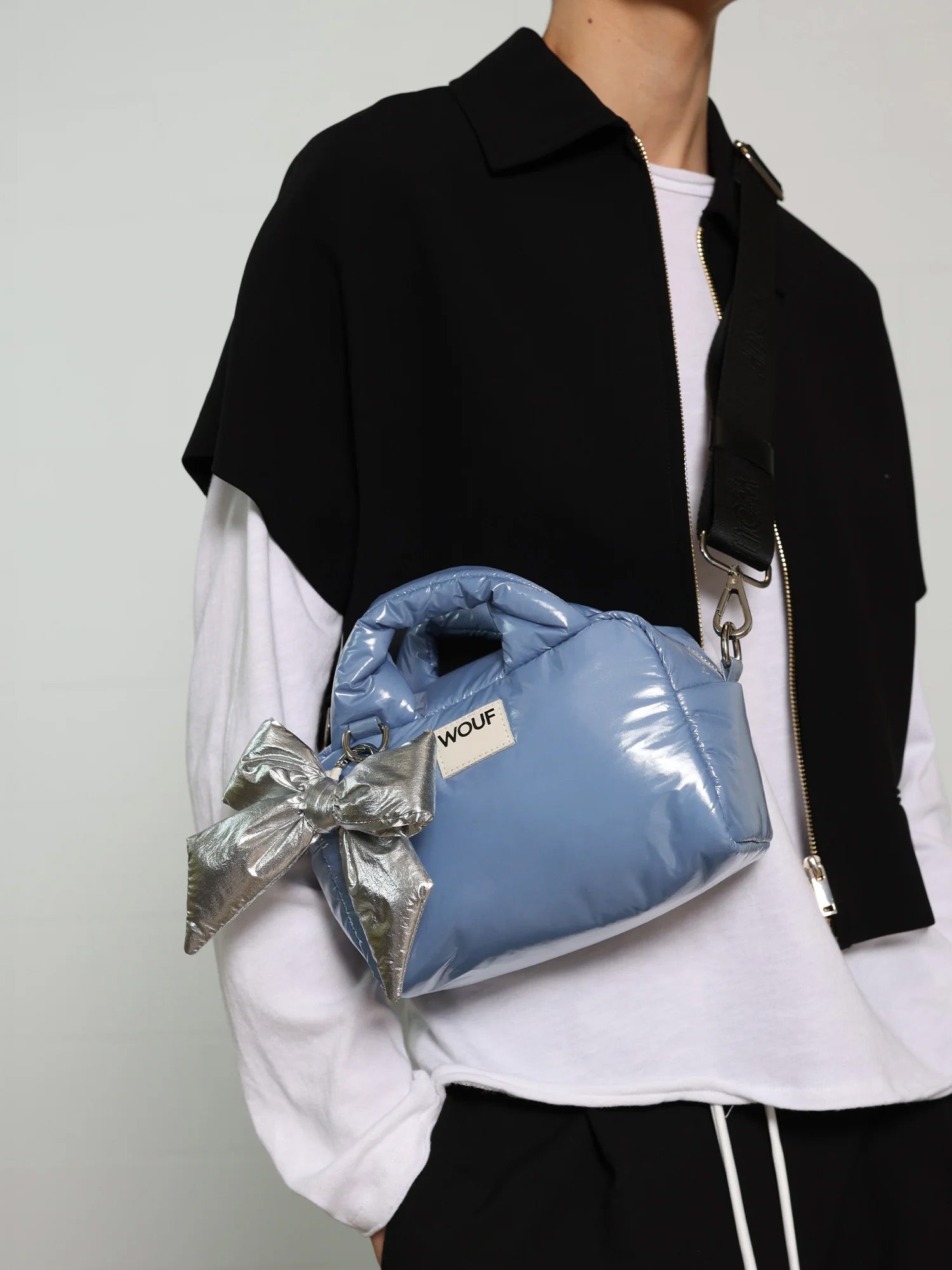 Bow bag charm, silver