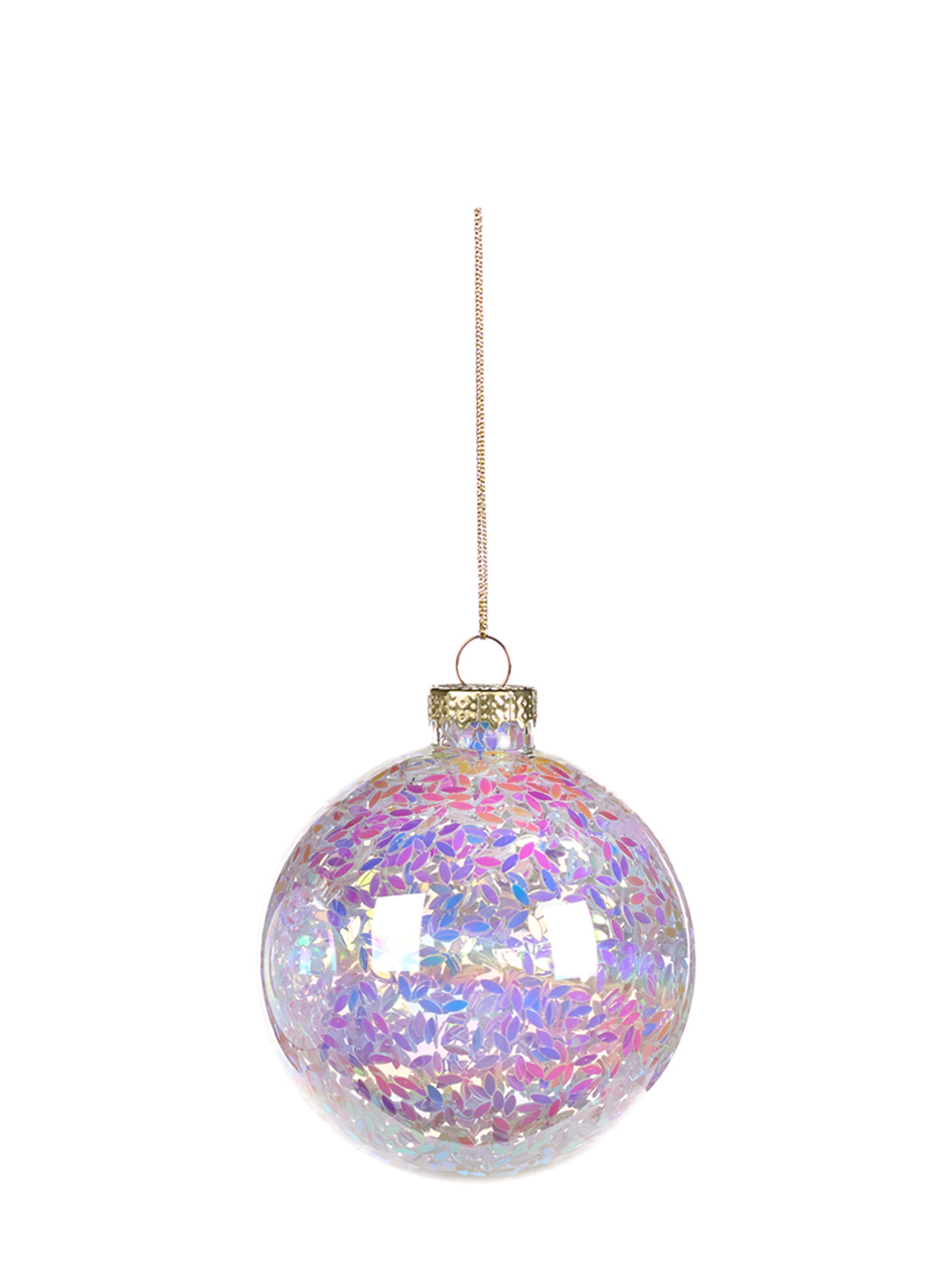 Foil Bauble Glass Ornament, Holographic Pearl