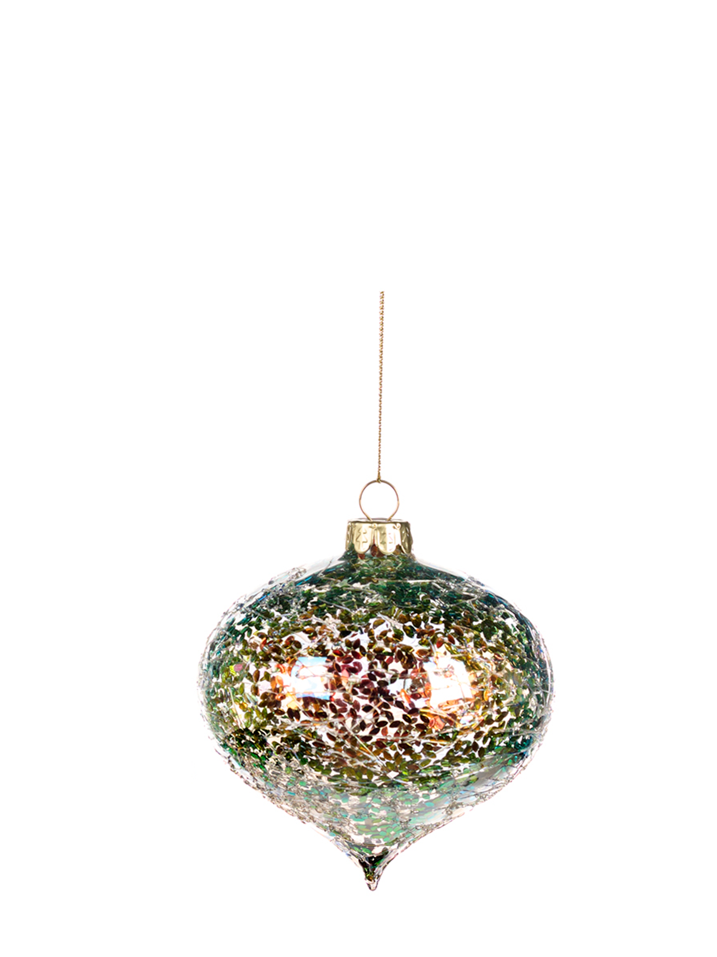 Bronzed Green Foil Glass Ornament, Onion