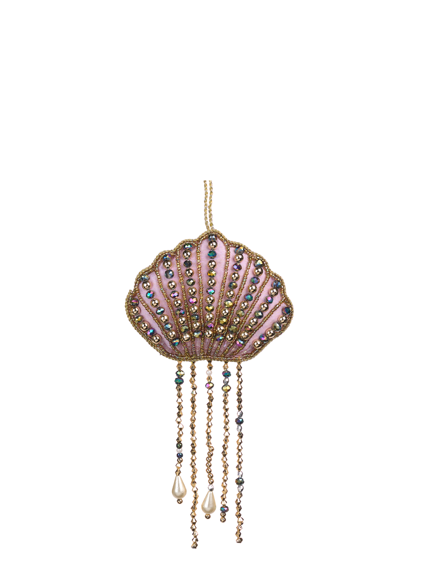 Beaded Jellyfish Embroidered Ornament, Purple