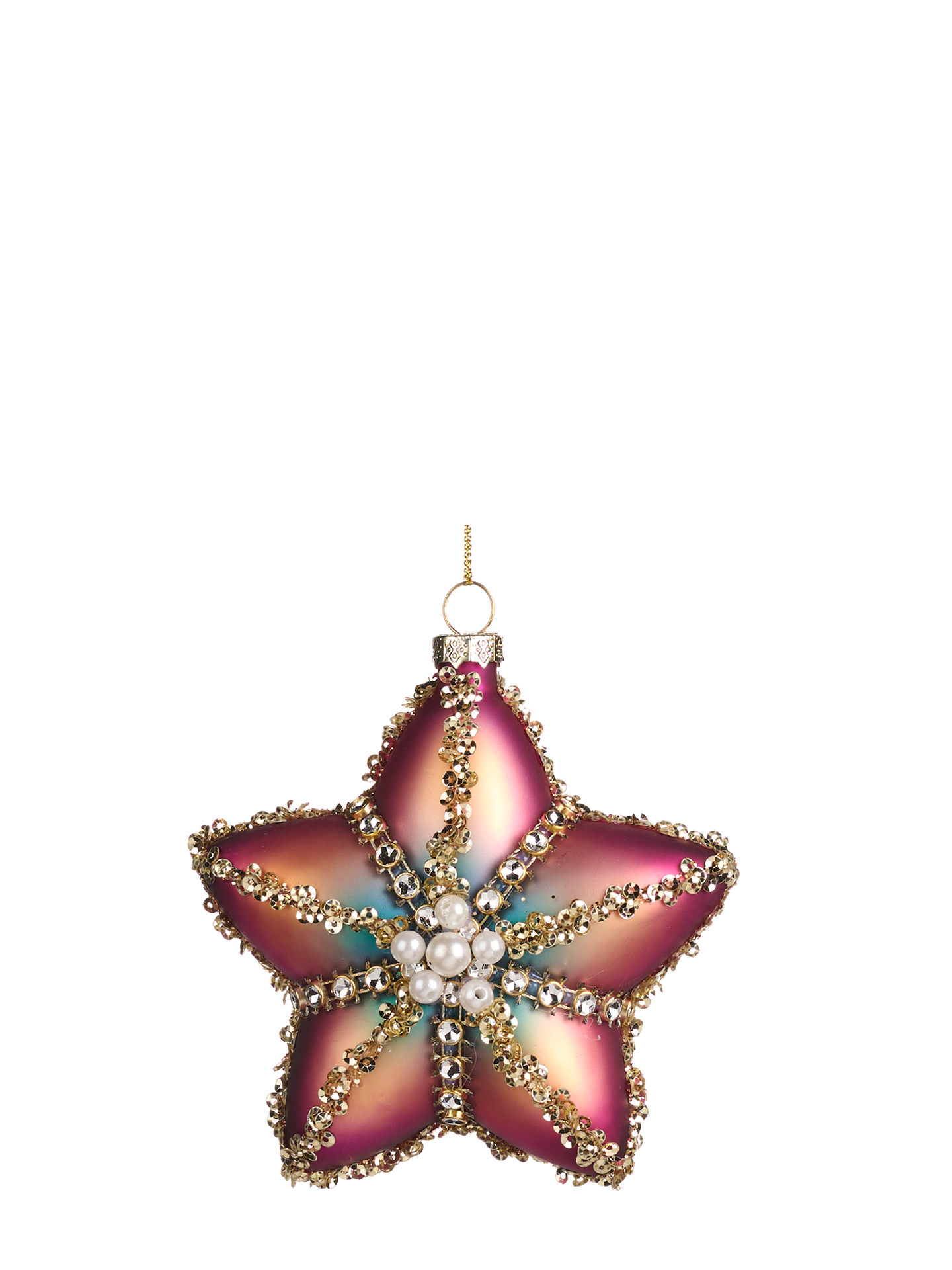 Pearl Gradient Starfish Glass Ornament, Pink/Blue/Gold