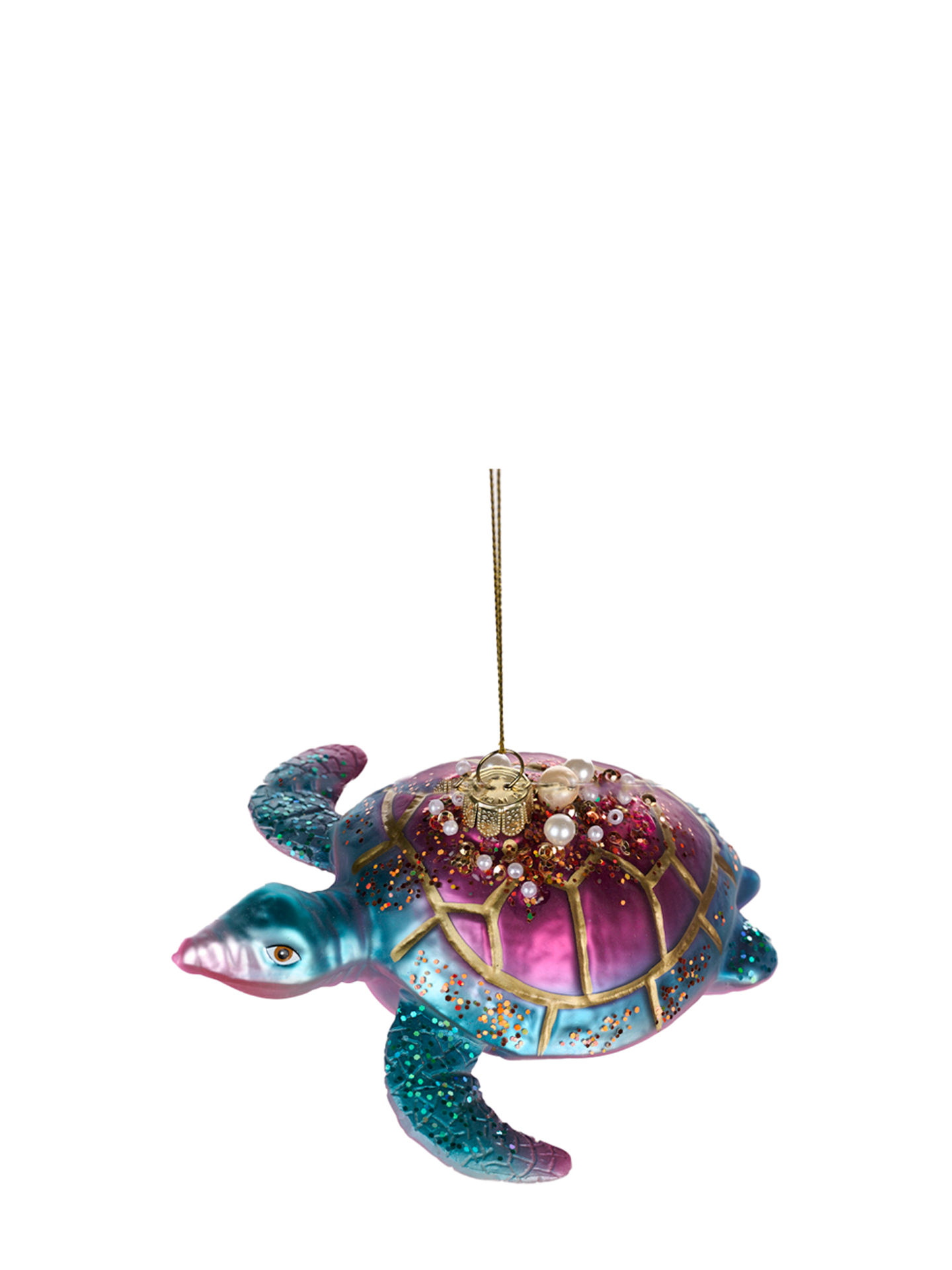 Pearl Turtle Glass Ornament, Pink