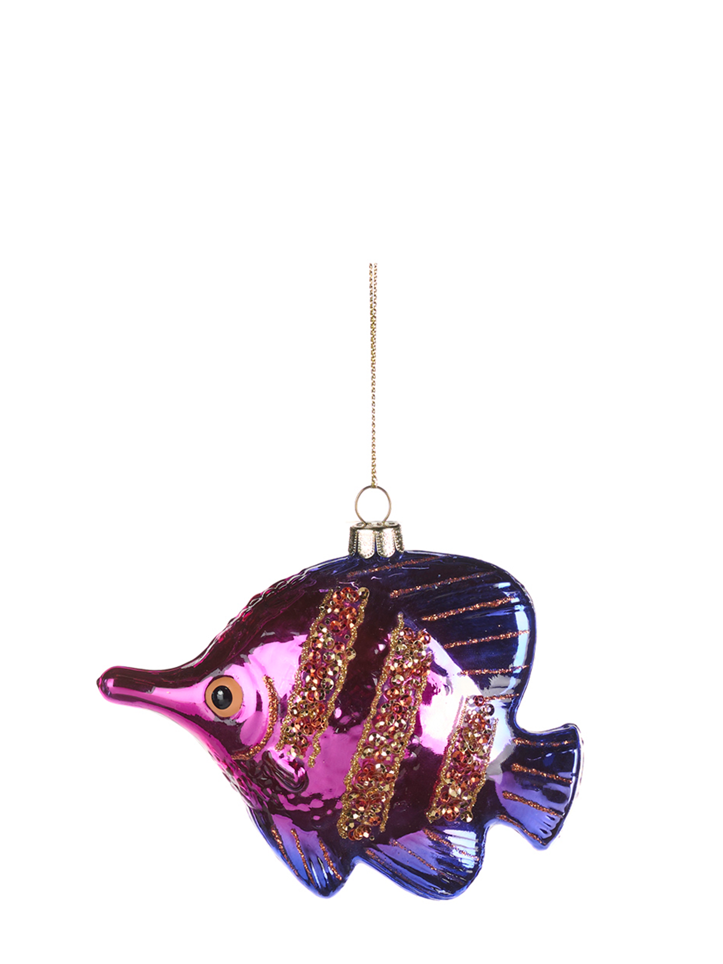 Tropical Fish with Snout Glass Ornament, Pink