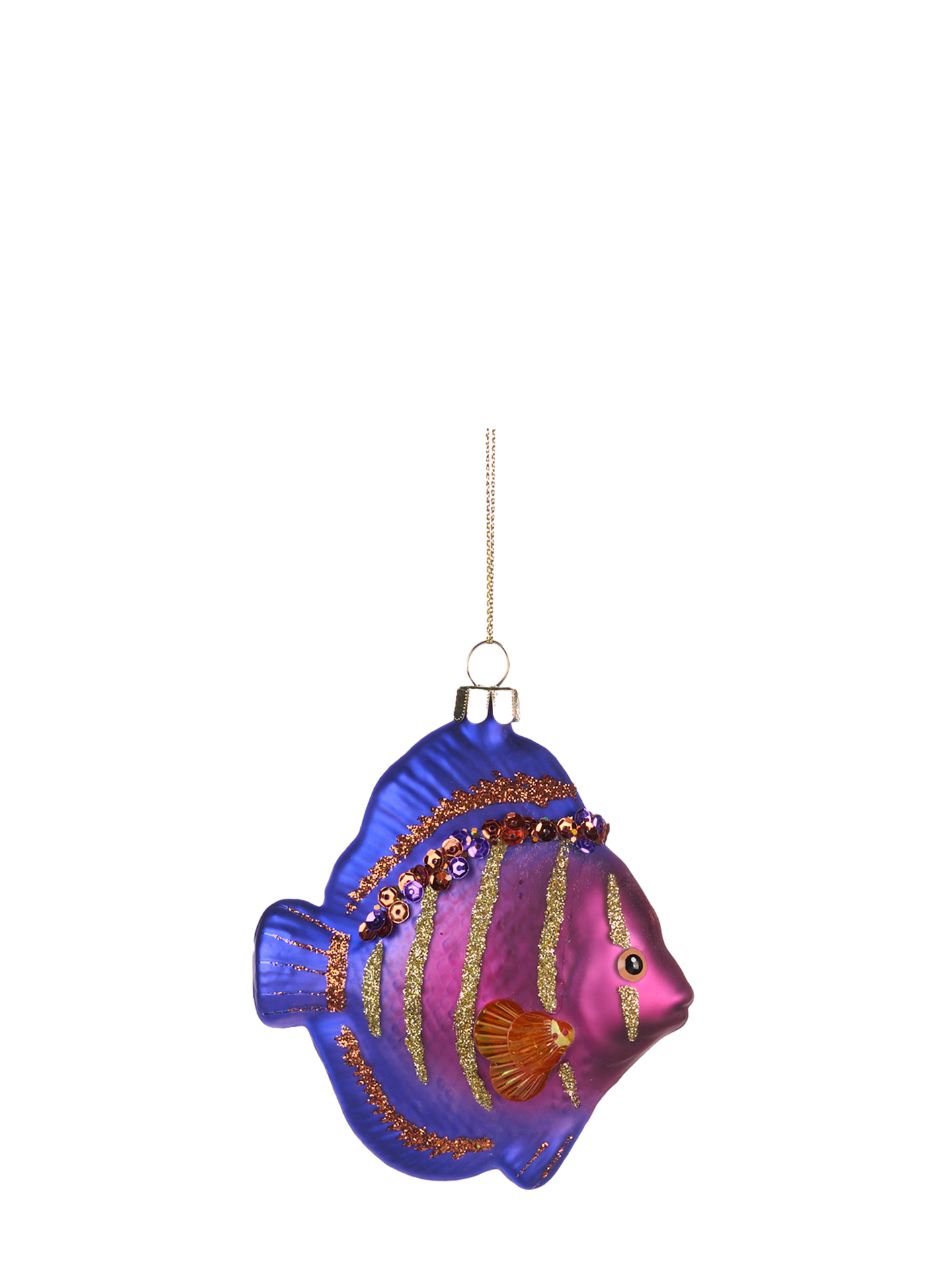 Tropical Fish Glass Ornament, Purple