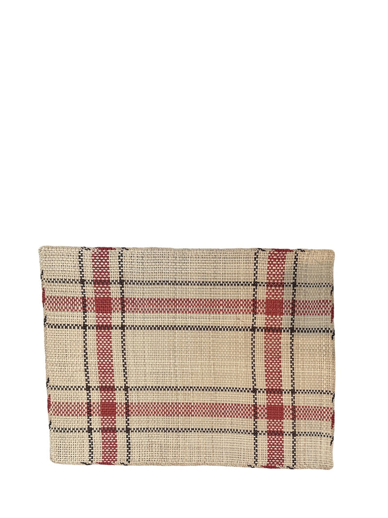 Straw placemat, red & natural