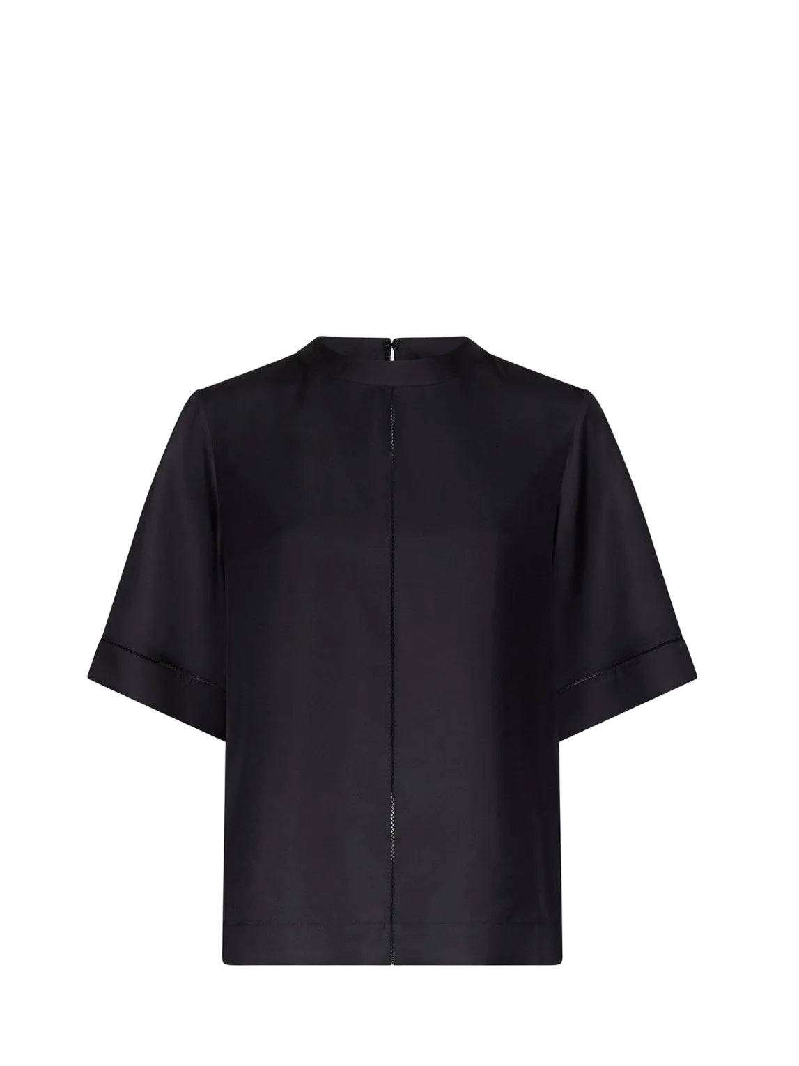 Havana silk twill top, black