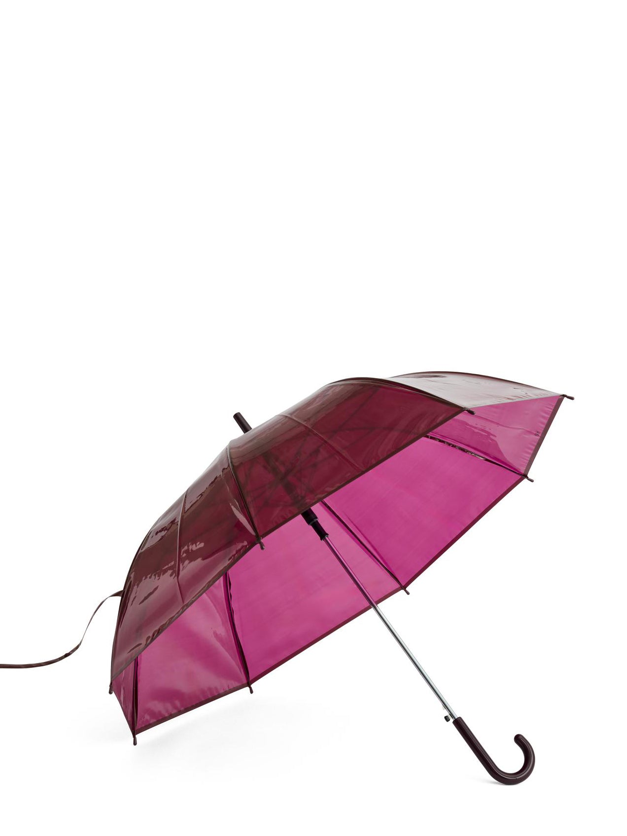 Transparent burgundy umbrella