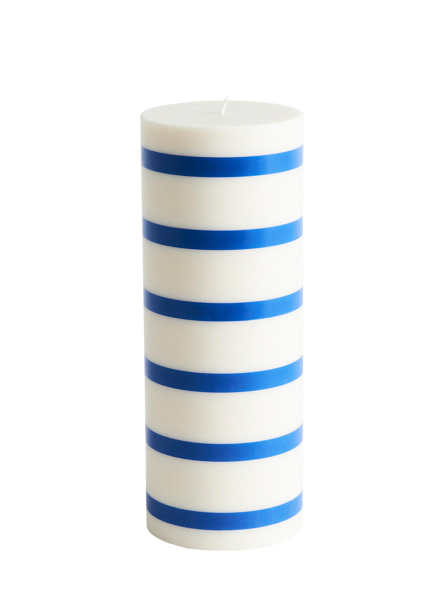 Column Candle (L), Off-white & blue