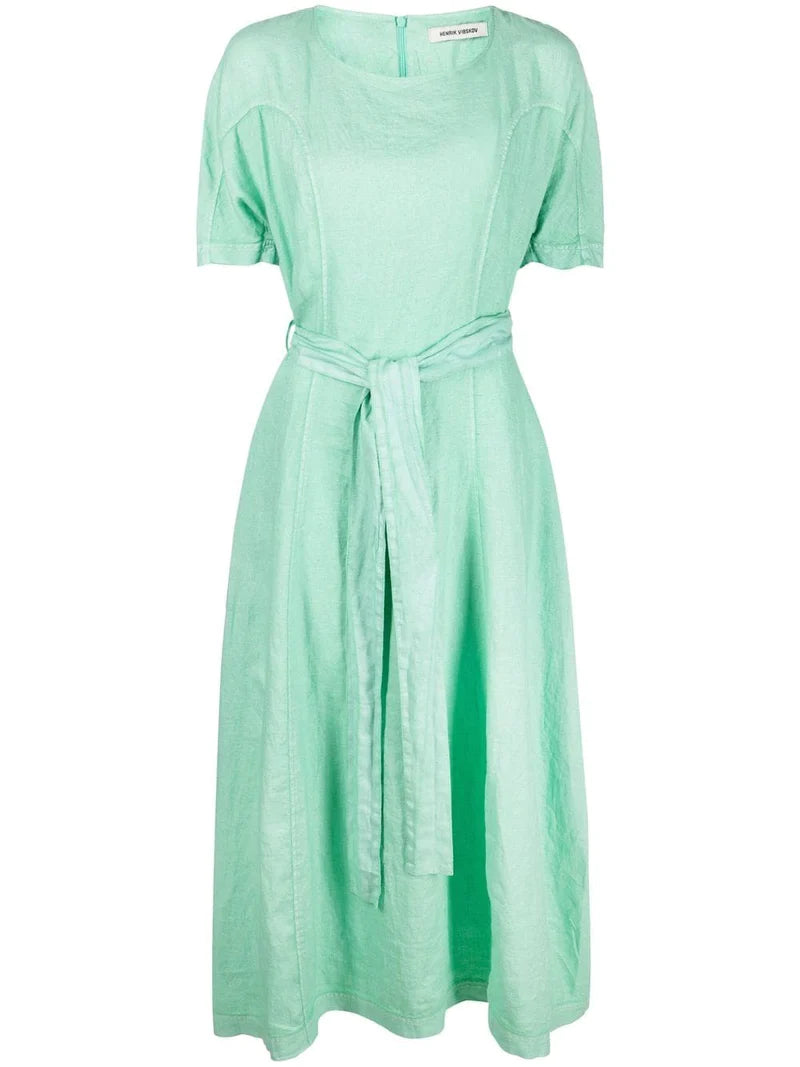 Again linen dress, jade green