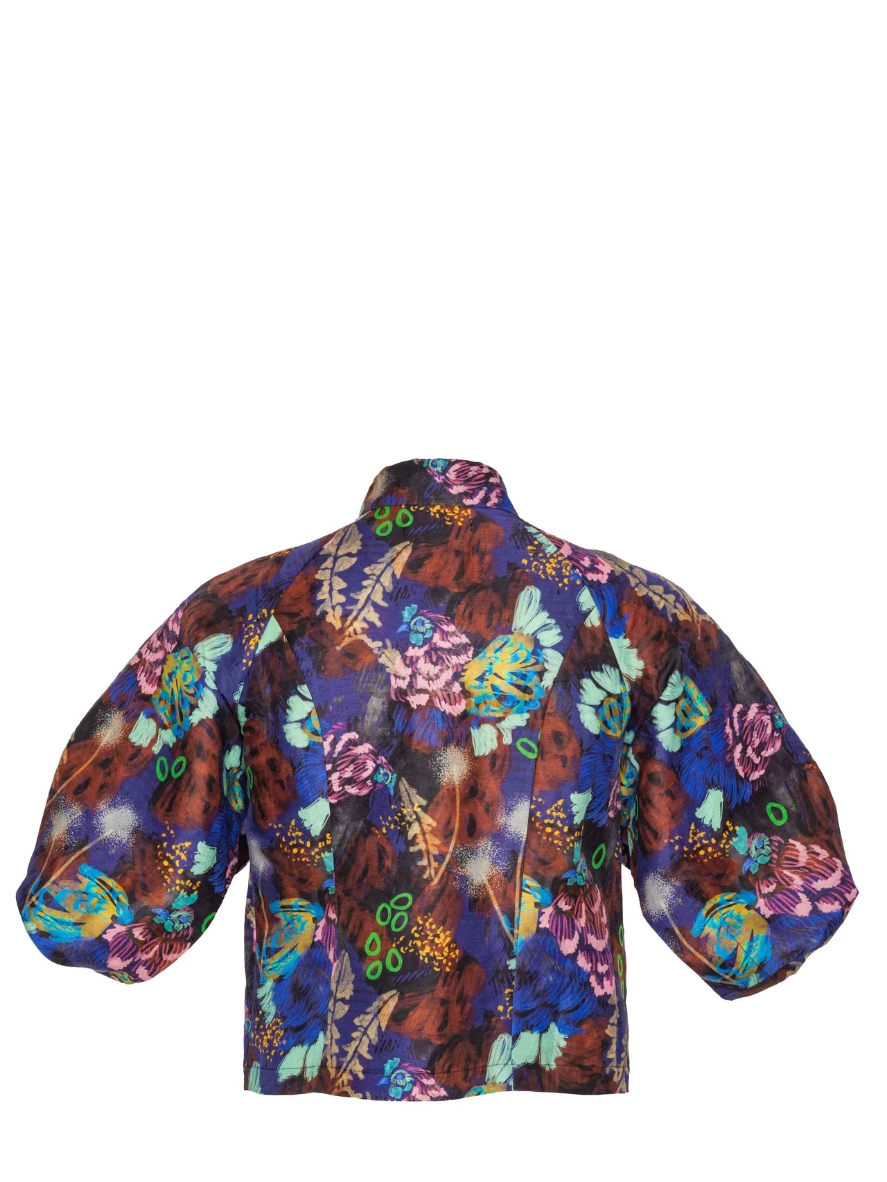 Case linen-silk collared shirt, multicolour print