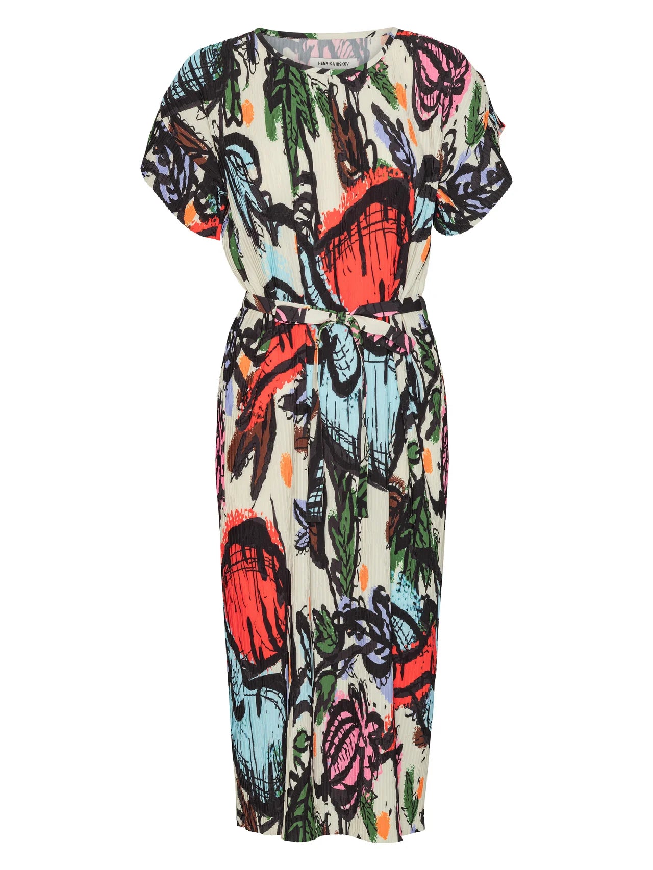 New pina plissé dress, multicolour carrot print