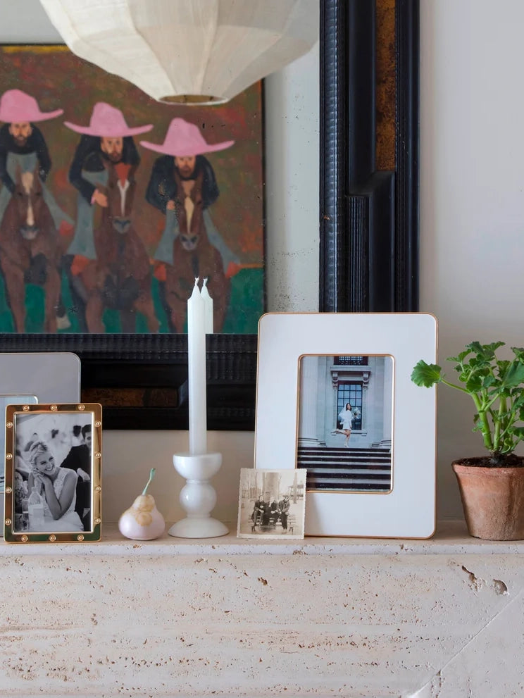 Enamel studio picture frame, white-gold (13x18cm)