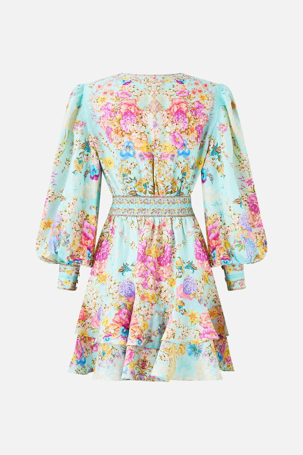 Bazaar blooms button front frill dress, turquoise floral