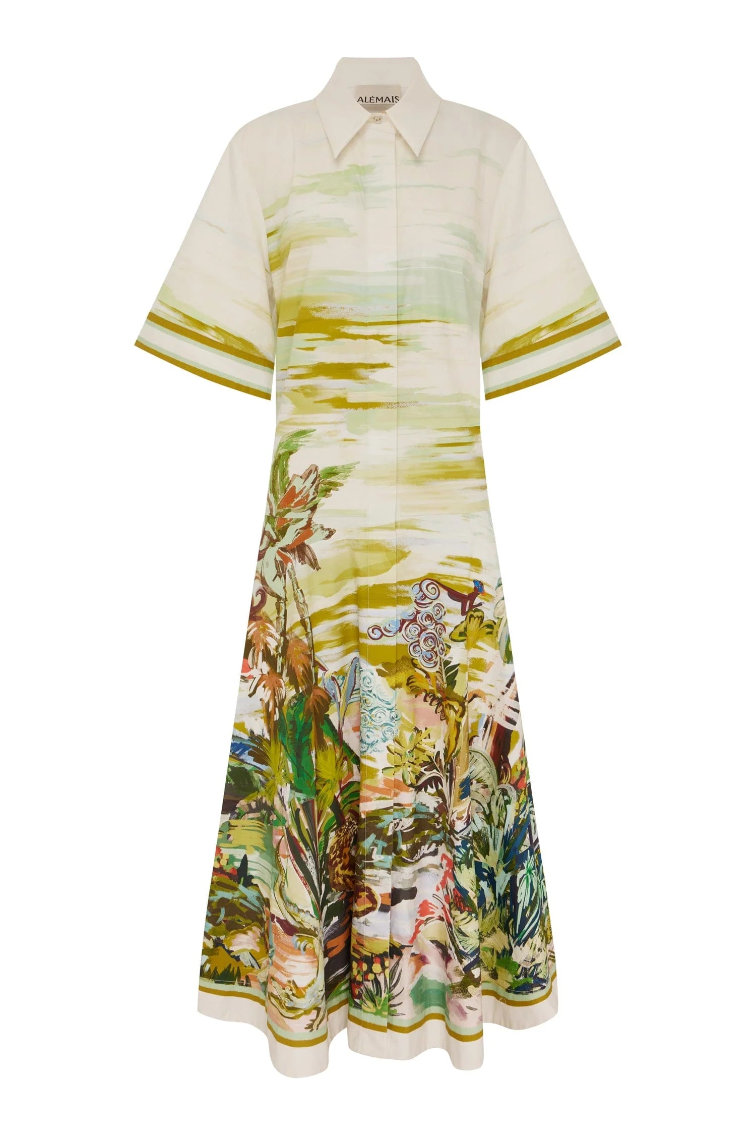 Jungle boogie shirtdress, white-green