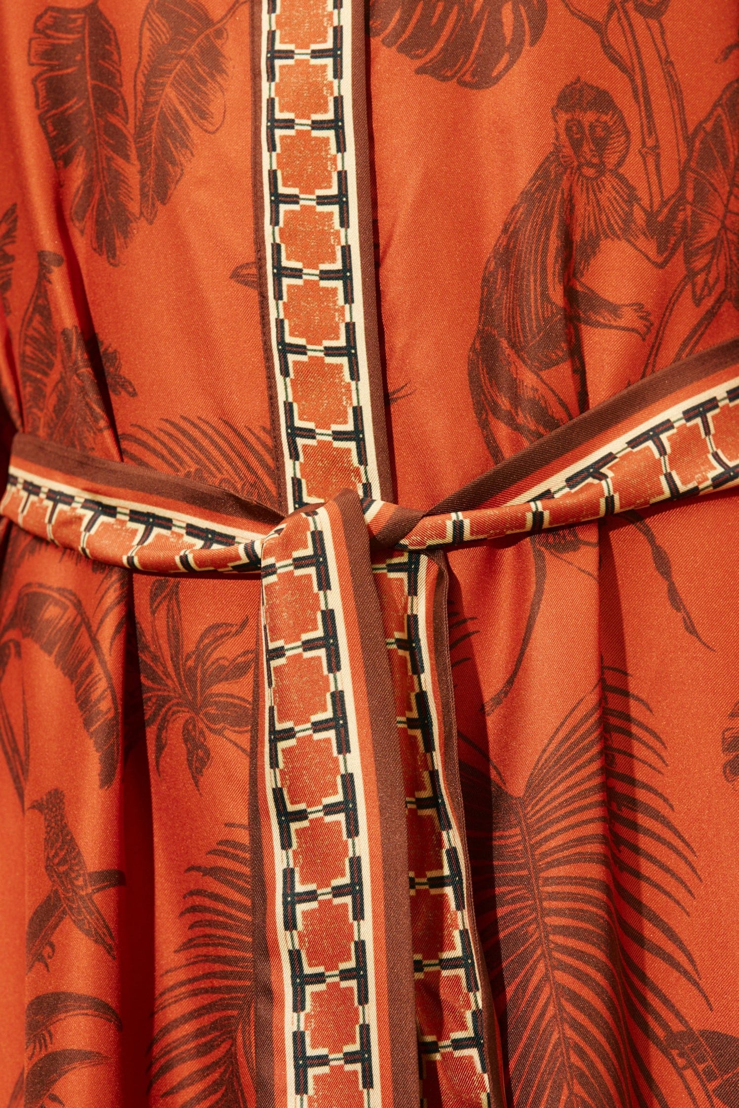 Monkey dance silk shirtdress, rust orange