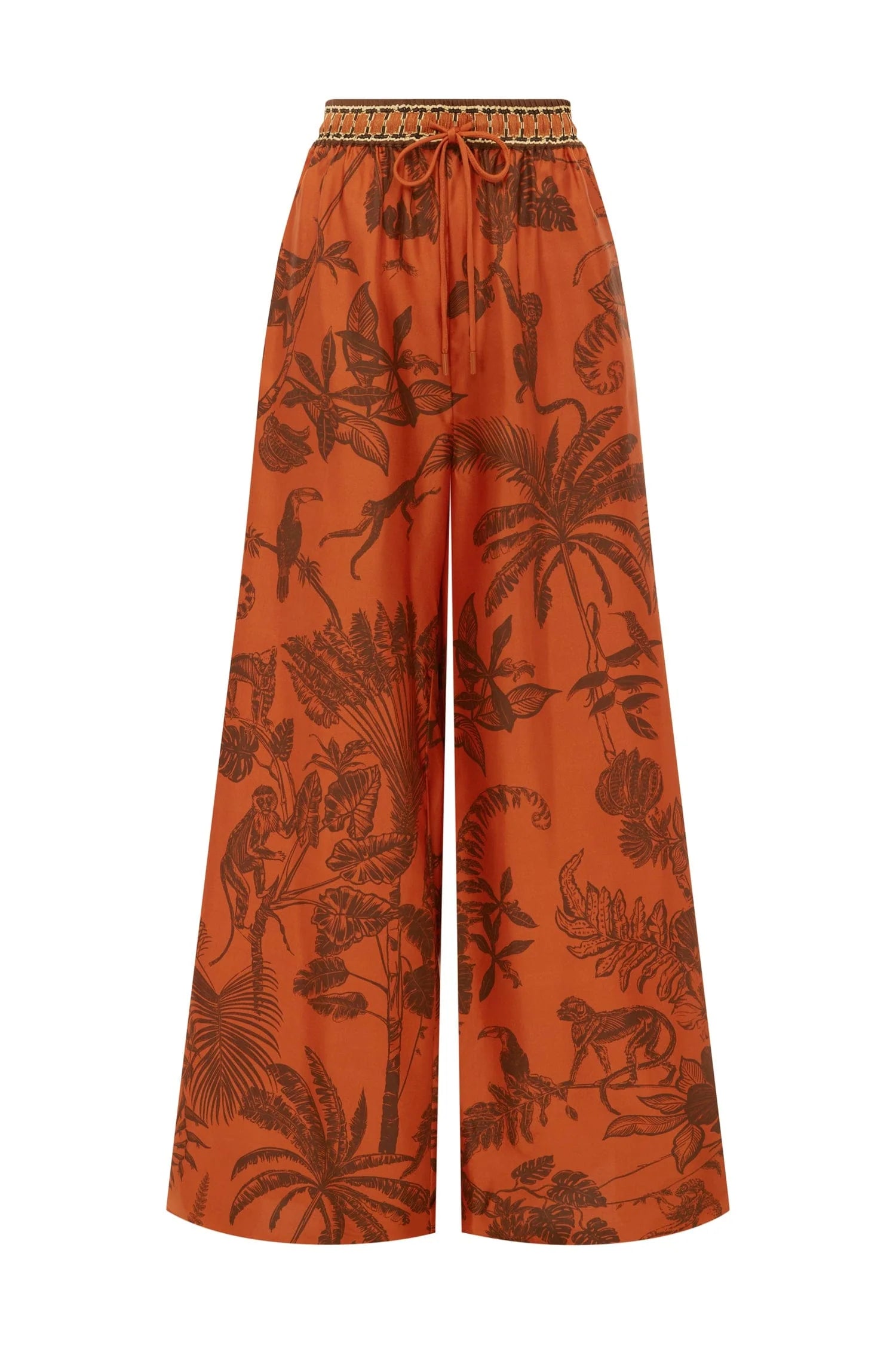 Monkey dance silk palazzo pant, rust orange