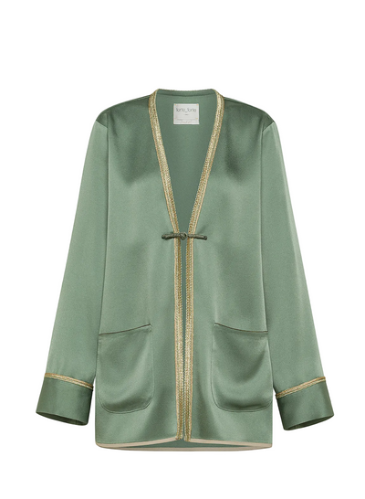 Envers satin shiny tang jacket, light khaki