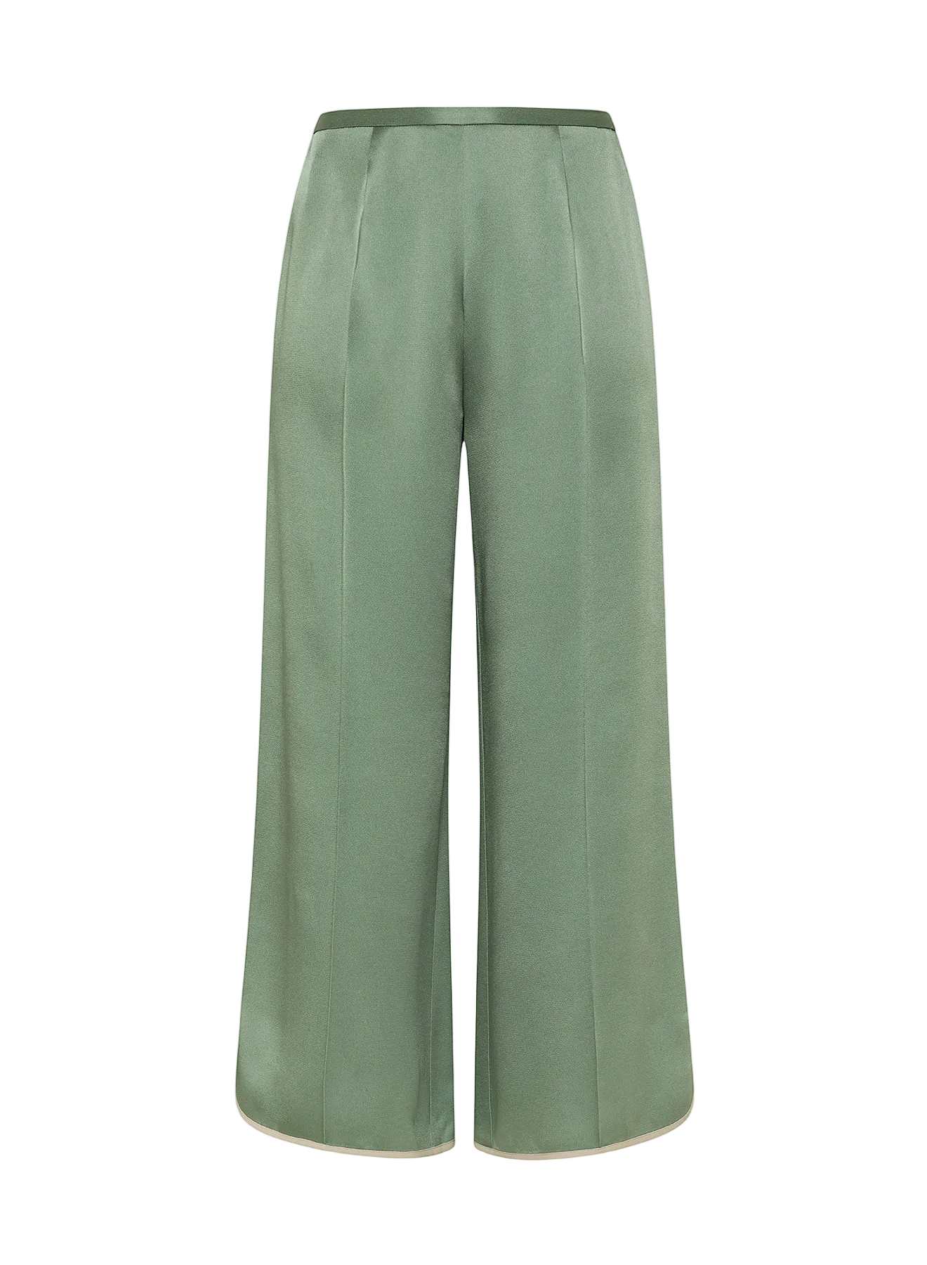 Envers satin shiny cropped pants, light khaki