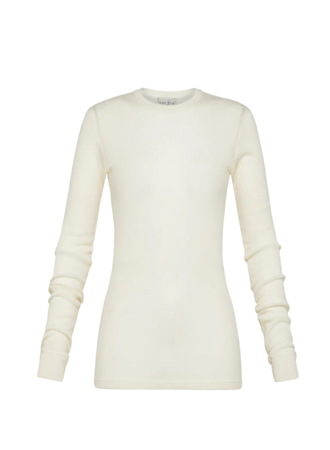 Wool ribbed jersey longsleeve t-shirt, ivory
