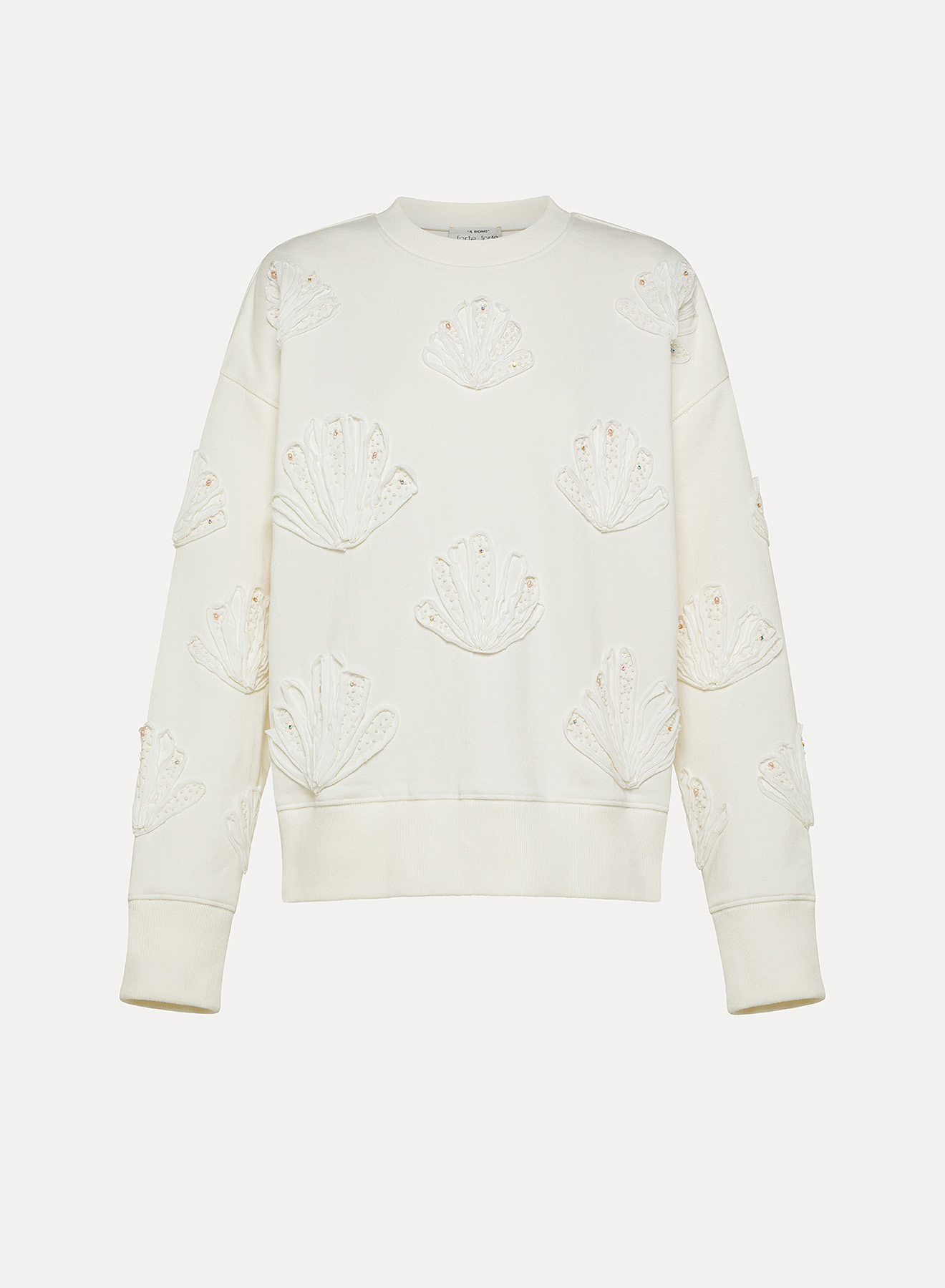 Lunamaris shell embroided sweatshirt, ivory