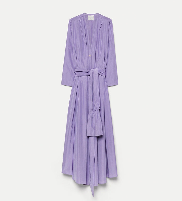 Taffetas long sleeve wrap dress, light purple