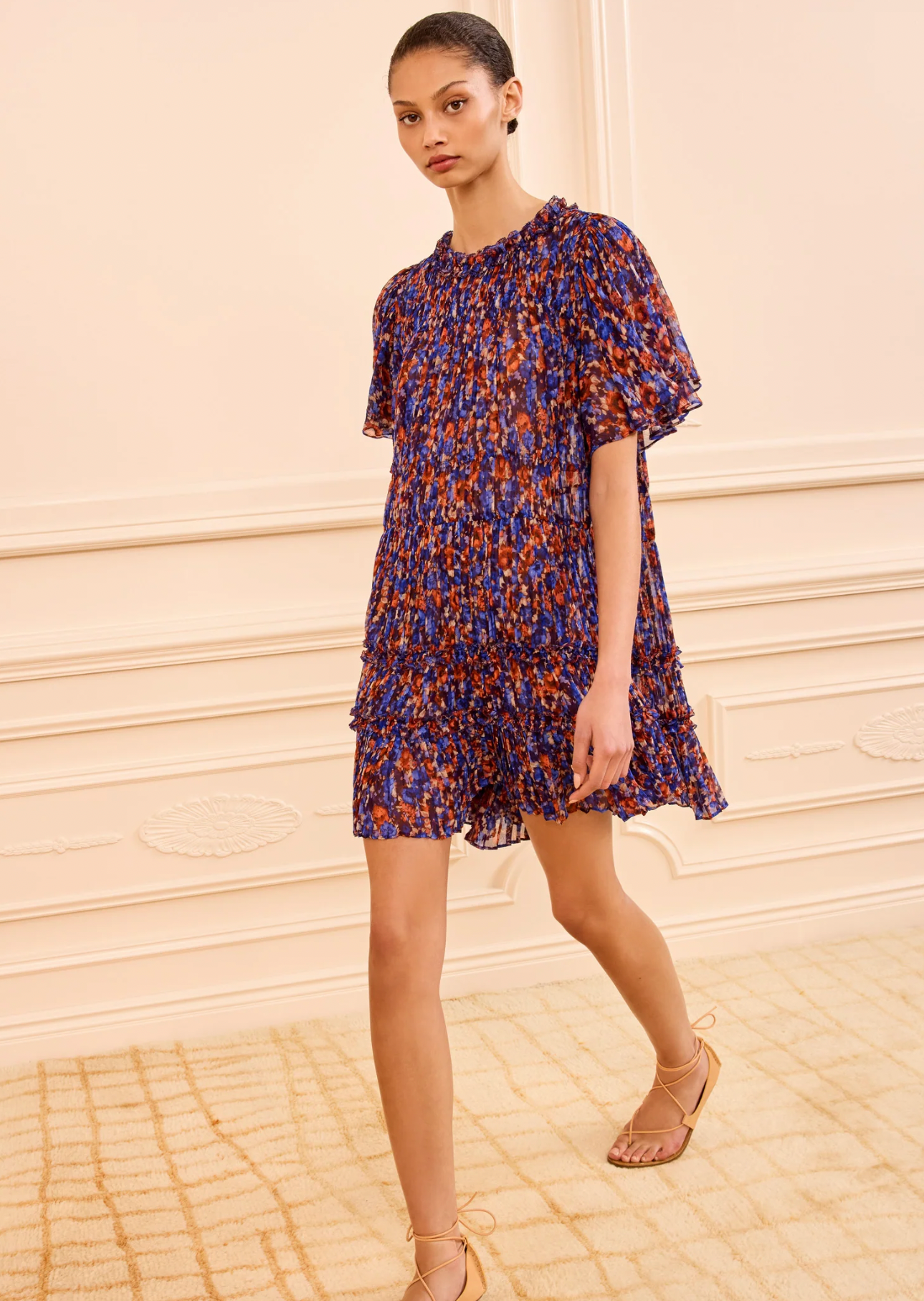 Ryla silk mini dress, violet