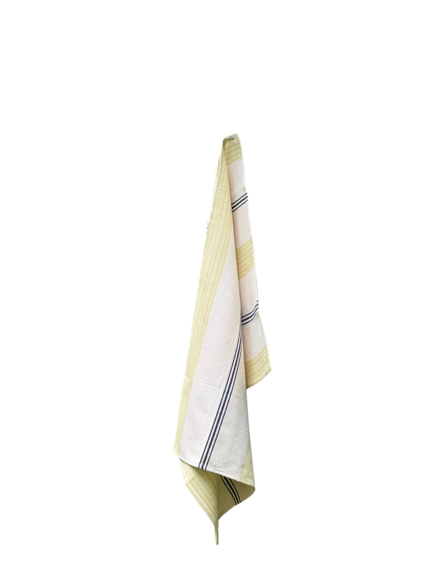 Cotton Kitchen towel, lime and navy blue stripe (50x70cm)