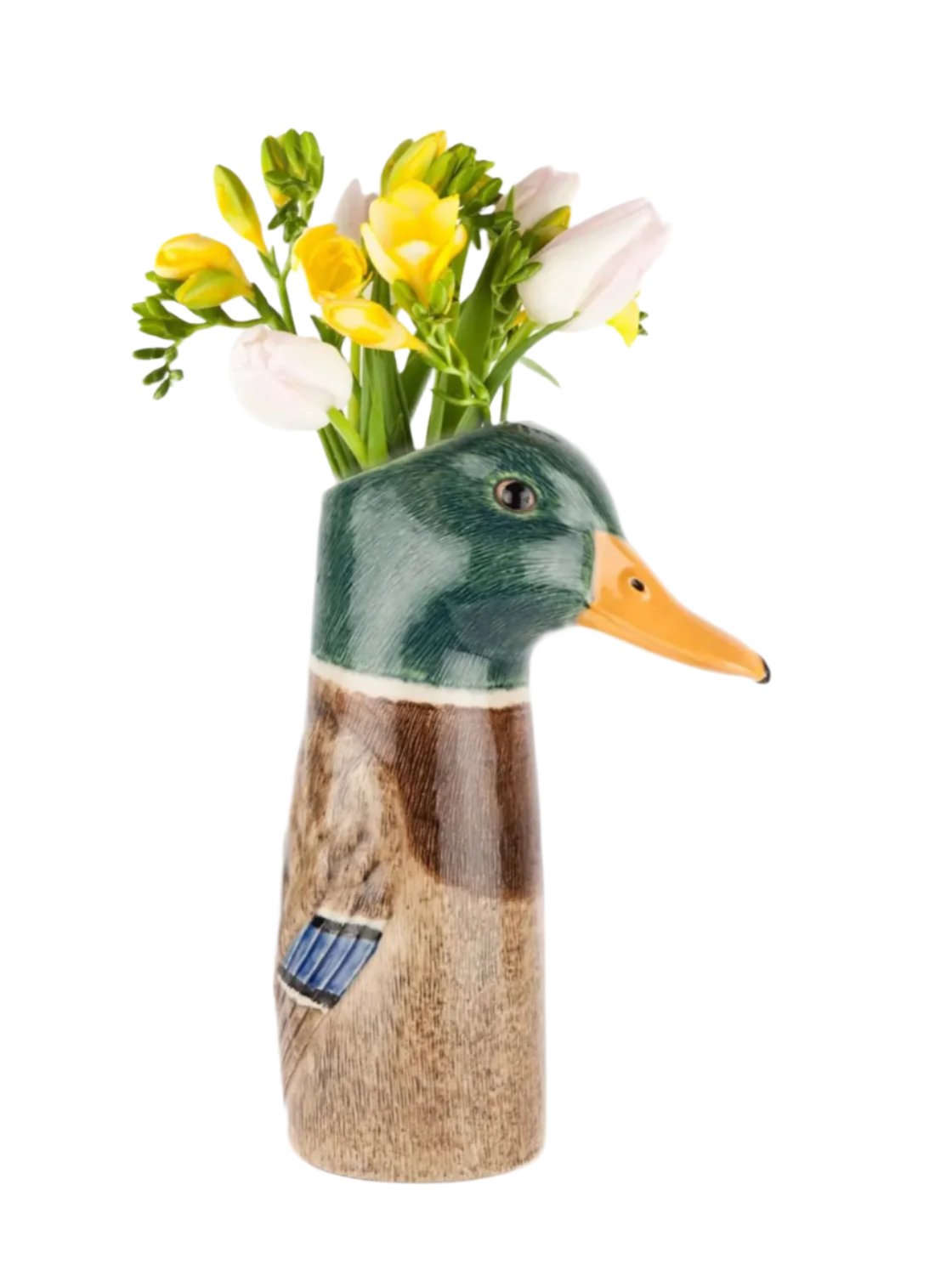 Mallard duck flower vase