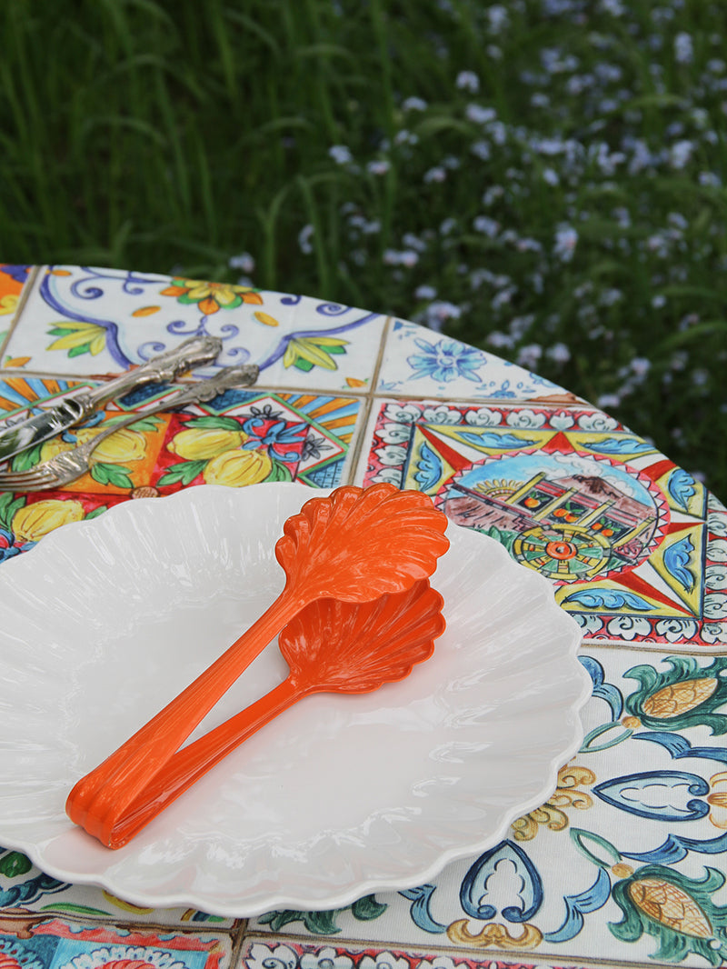 Shell-shaped salad tong, orange