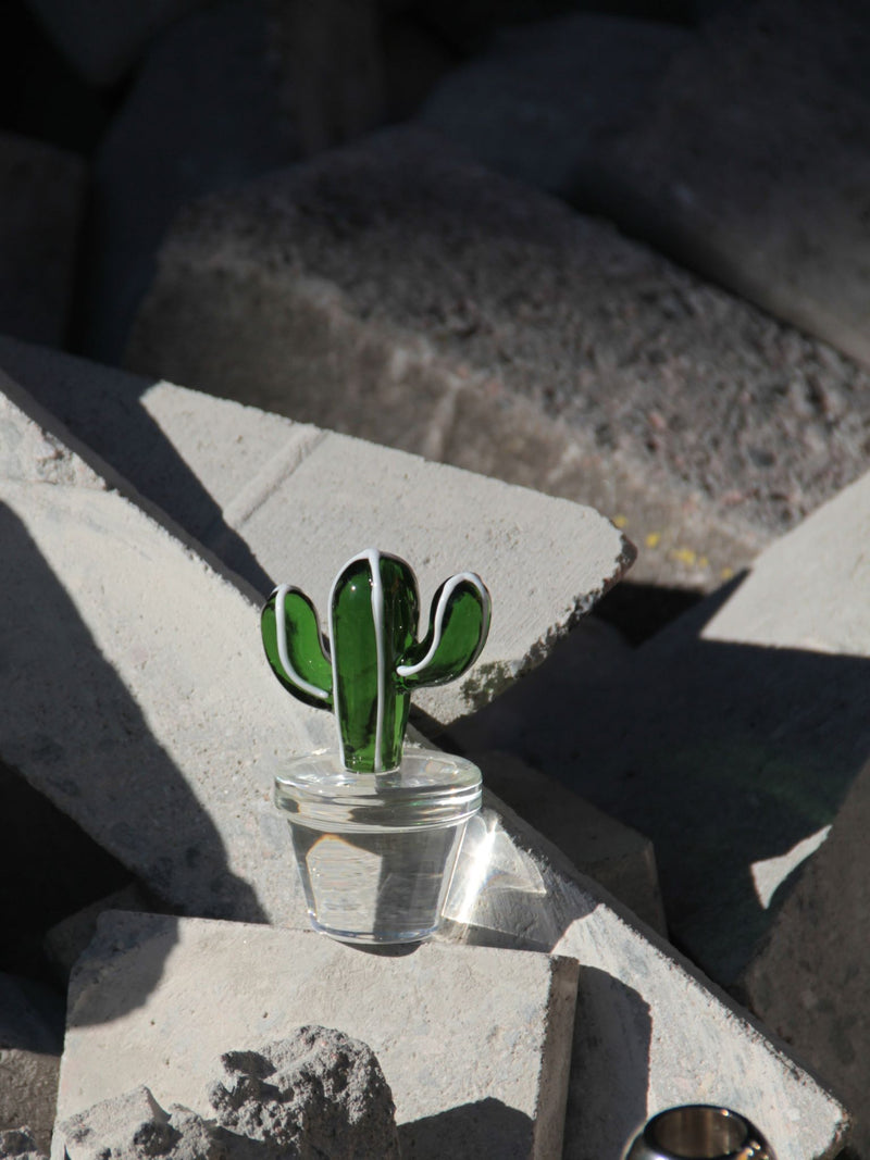 Cactus glass paperweight the green cactus, Desert Plants Collection