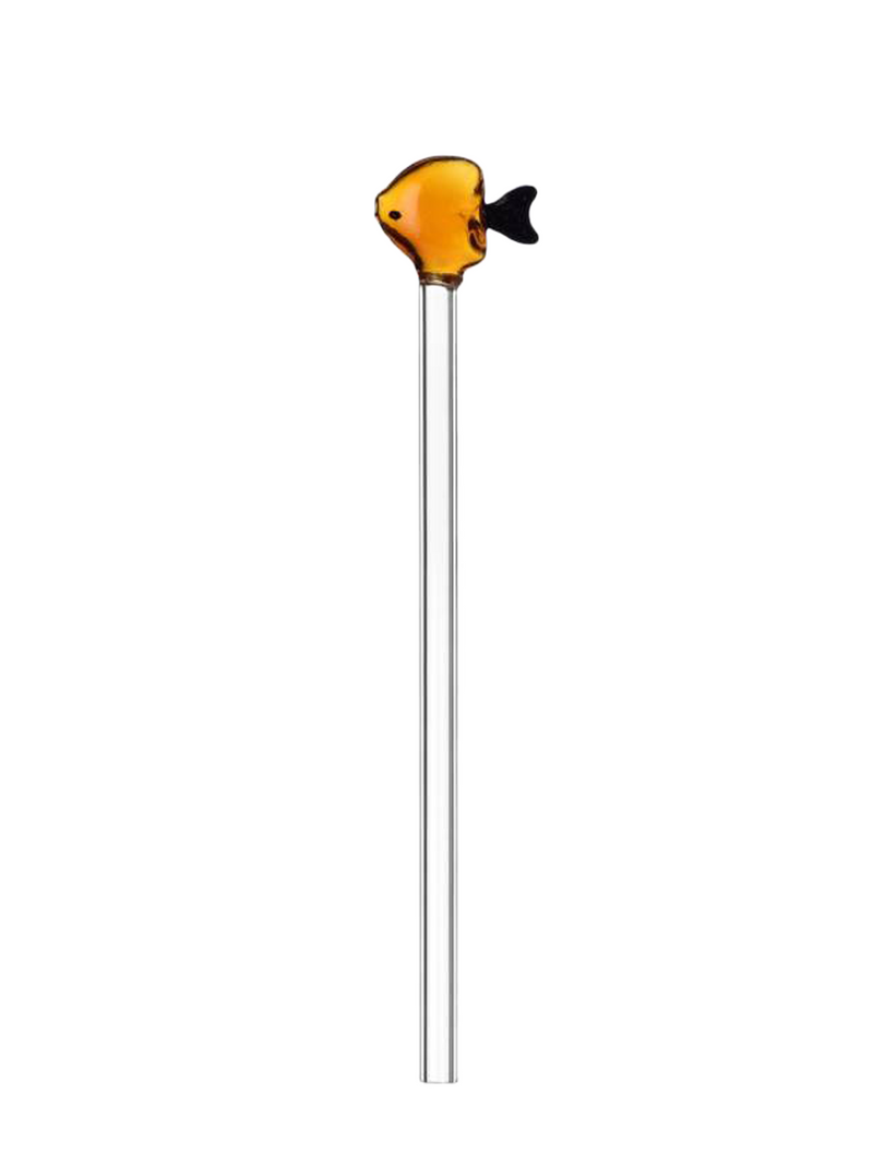 Orange fish glass straw, Marine Garden collection