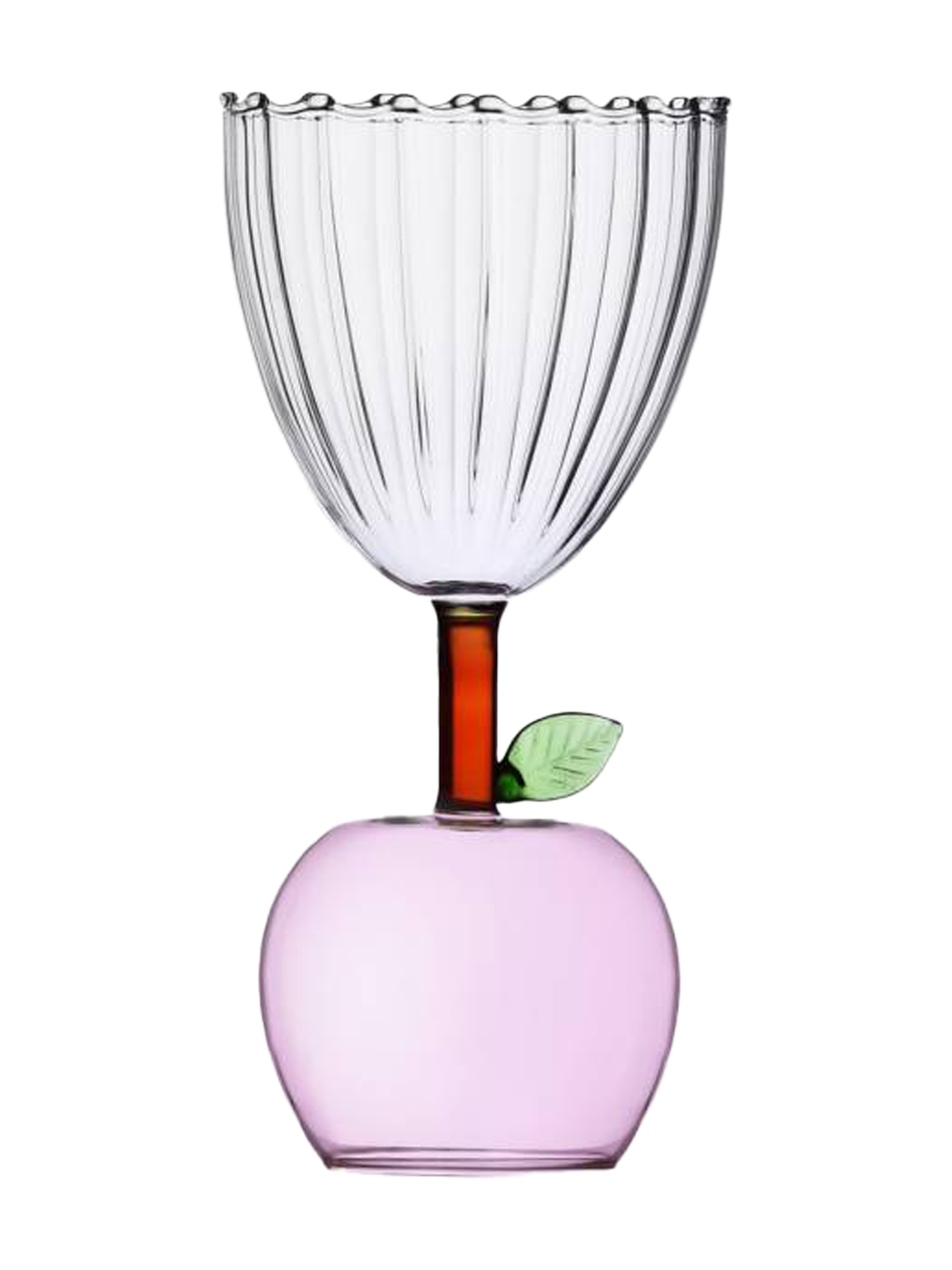 Pink Apple Wine Glass, Fruits & Flowers Collection