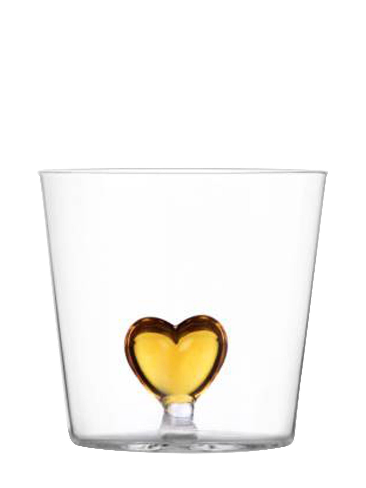 Heart water glass, yellow, Cuore Collection